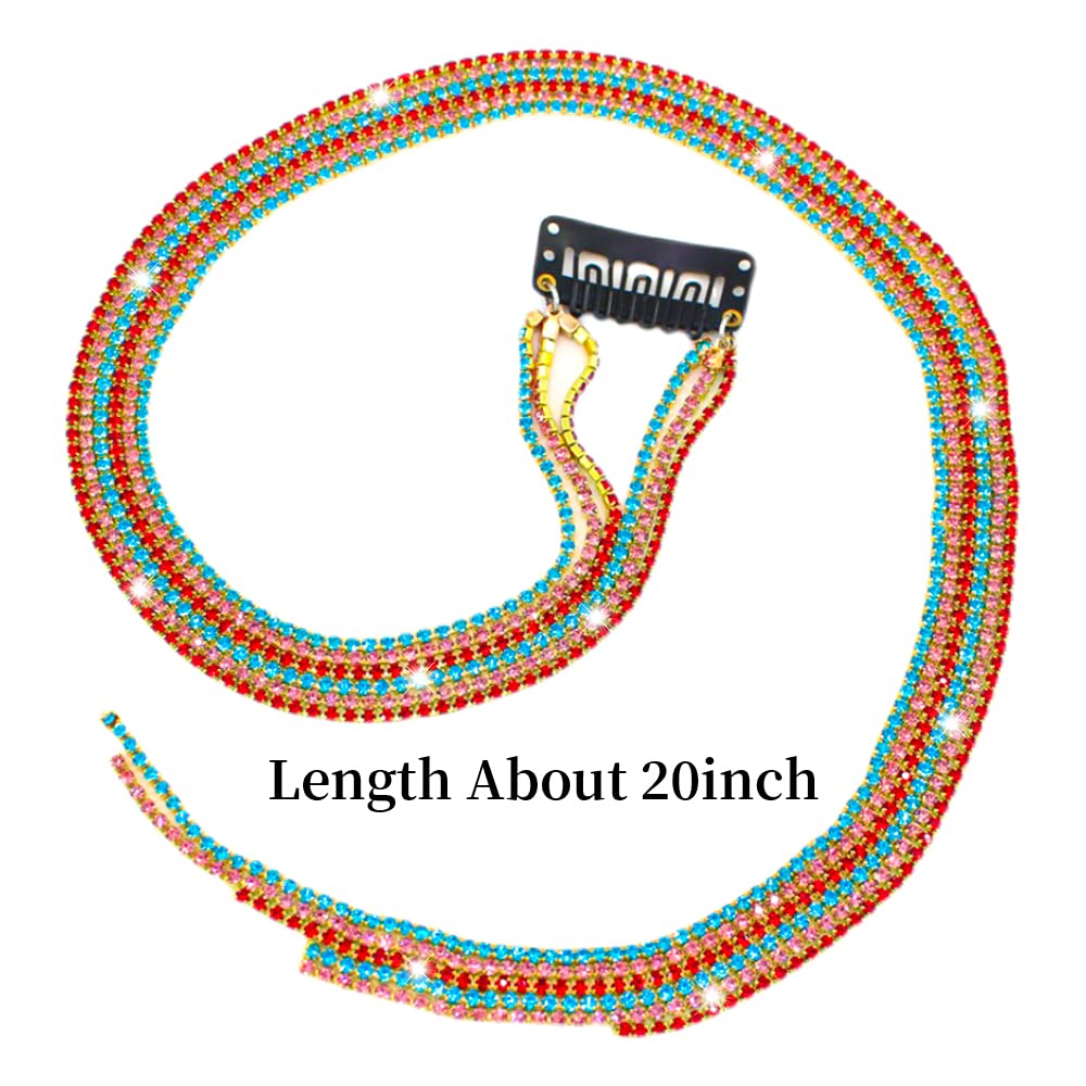 Shinon Crystal Tassel Hair Clips with Rhinestones - Colorful Shiny Hair Extension Chains for Women & Girls | Perfect for Parties, Weddings, and Special Occasions