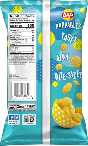Lay's Poppables Sea Salted Potato Snacks - 5oz Bag | Crunchy & Light Airy Texture | Perfect for Parties, Movie Nights & On-the-Go Snacking