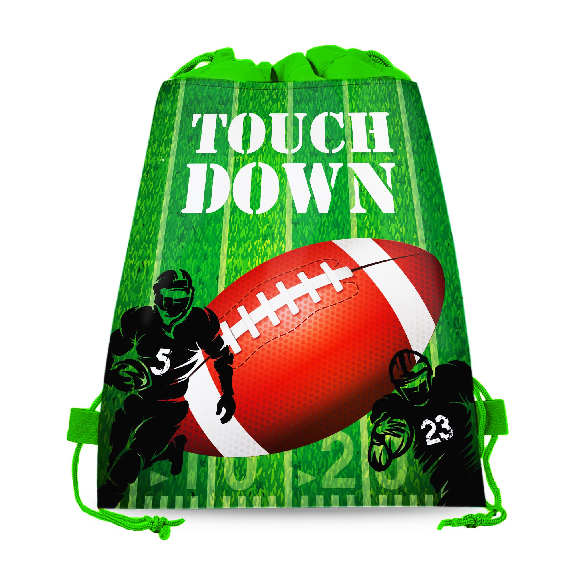 CC HOME 12 Pack Football Drawstring Party Bags - Football Themed Gift & Candy Treat Bags for Kids Birthday Parties (10.6x13.4 Inches) - Perfect for Football Baby Showers, Game Day Decorations & Sports Themed Events