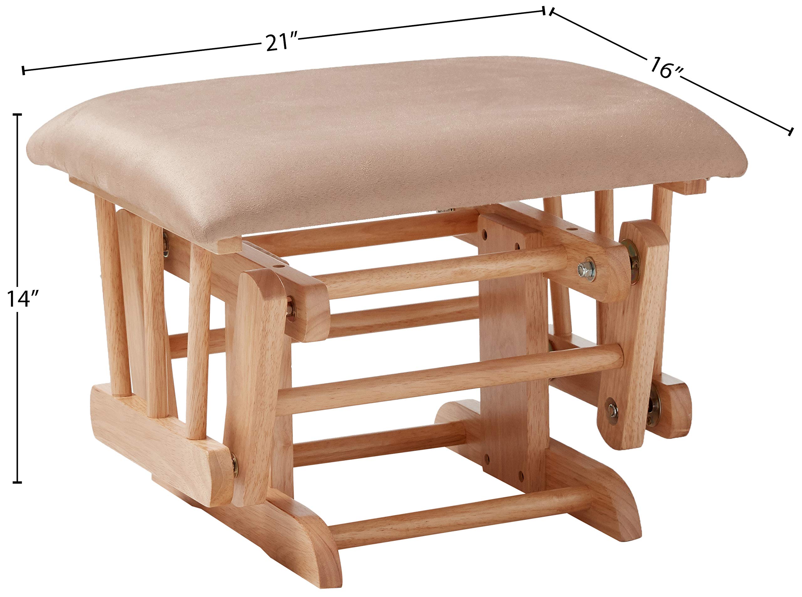 ACME Furniture Storage Ottoman with Tufted Top - Taupe Microfiber & Natural Oak Legs - Perfect for Living Room, Bedroom, or Home Office