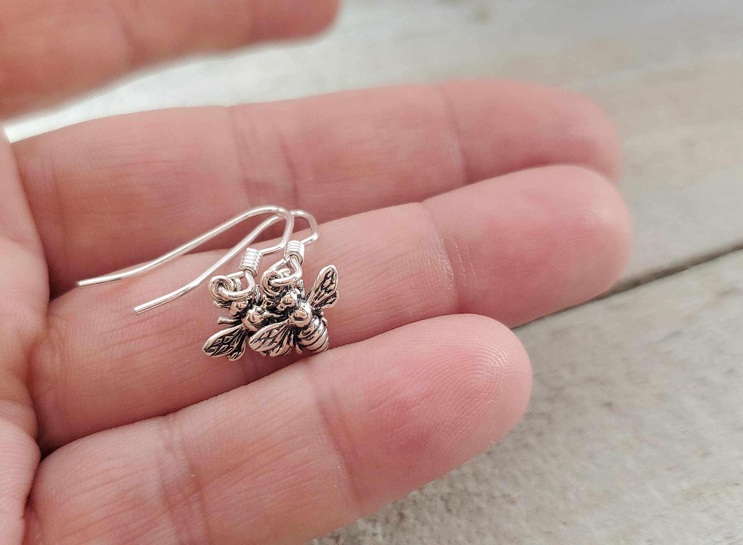 3D Bumblebee Sterling Silver Earrings - Handmade Jewelry Gift for Her - Perfect for Nature Lovers