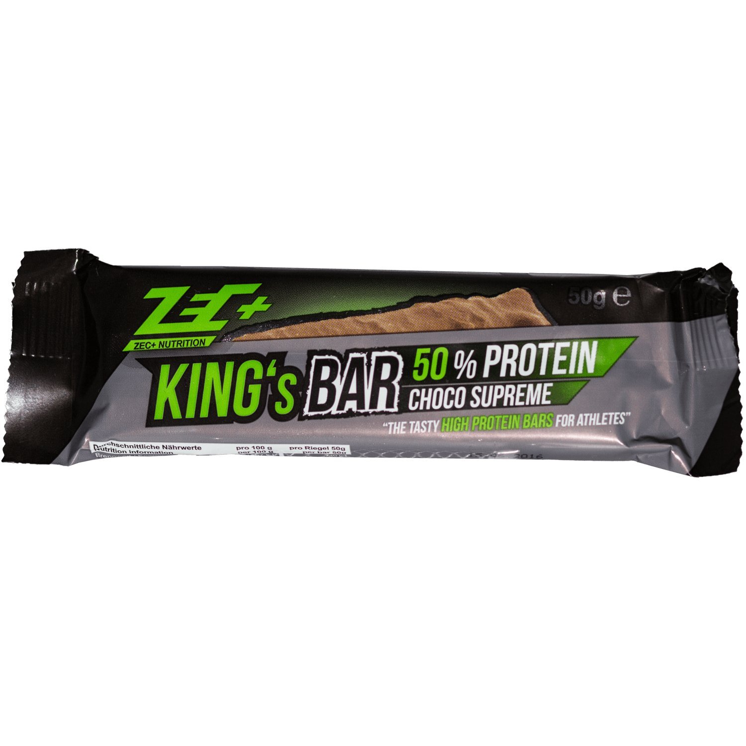 ZEC+ King's Bar High Protein Bar - 24 Pack (1200g) Chocolate Supreme Flavor | Low Carb, 50% Protein Content, 3-Component Protein Blend | Ideal for Post-Workout Recovery, Keto Diet & Healthy Snacking