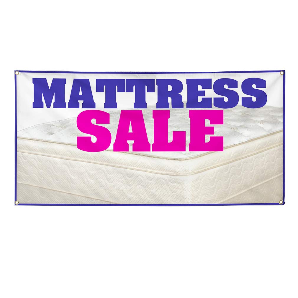 Vinyl Banner - 48x96 Inches Mattress Sale Business Sign - Weatherproof, Durable with 8 Grommets - Perfect for Outdoor Advertising, Yard Sales & Industrial Use