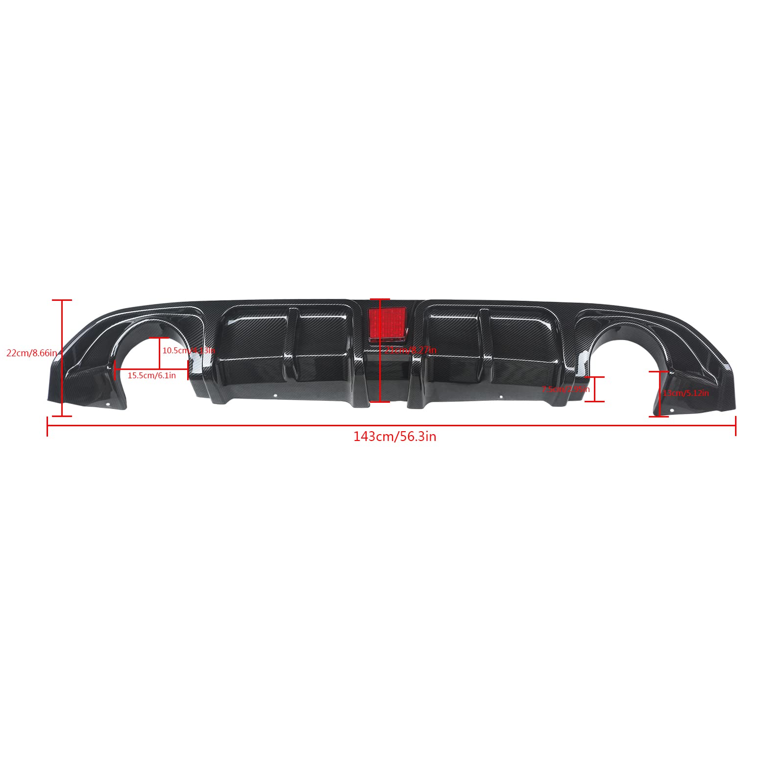 Carbon Fiber Rear Bumper Diffuser with Brake Light for 2017-2022 Infiniti Q60 - ABS Material, Sporty Style Upgrade for Enhanced Aerodynamics & Styling