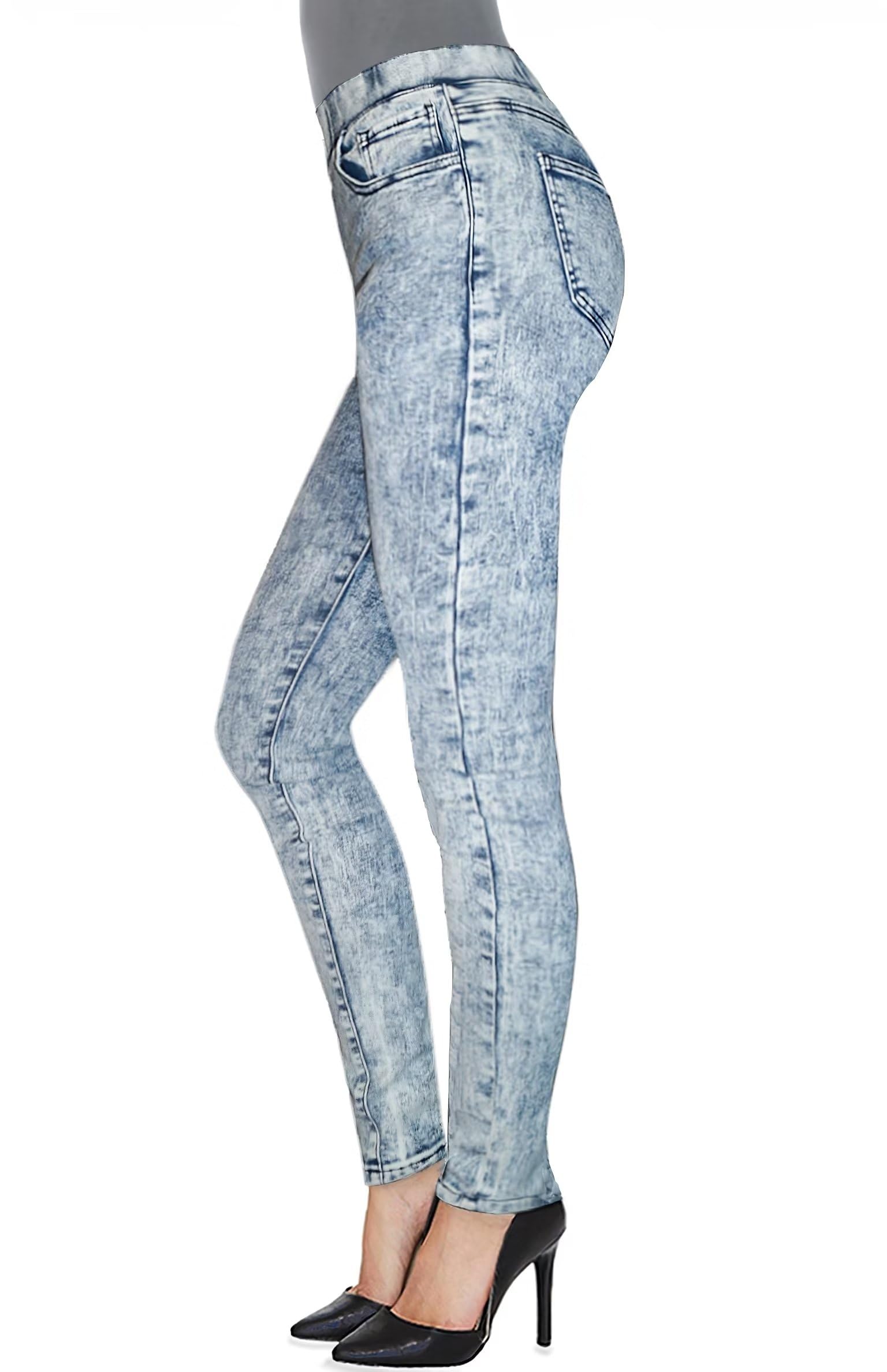 Hybrid & Company Women's Stretchy Slim Fit Skinny Leg Pull-On Jeans - Long & Short Inseam Options for Comfort | Perfect for Work, Casual Outings & Travel