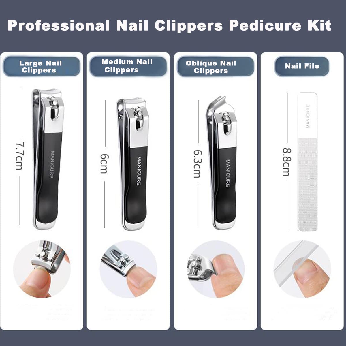 Professional 18-Piece Stainless Steel Manicure & Pedicure Set - Nail Clippers, Cuticle Tools & Grooming Kit for Women (Dark Blue) | Perfect for Home Salon, Travel & Gift Giving