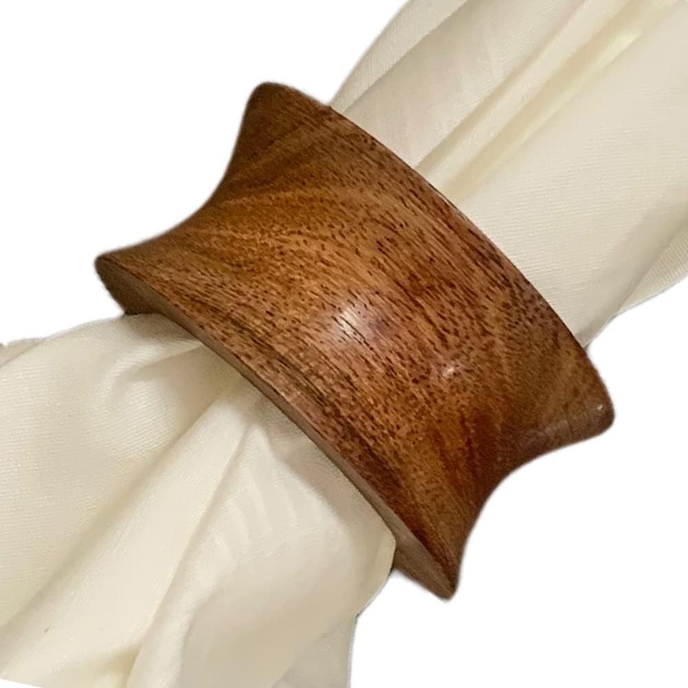 Elegant Brown Concave Napkin Rings Set of 6 - Classic Farmhouse Tableware for Thanksgiving, Christmas & Holiday Dining - Perfect for Everyday Use, Dinner Parties & Festive Decor