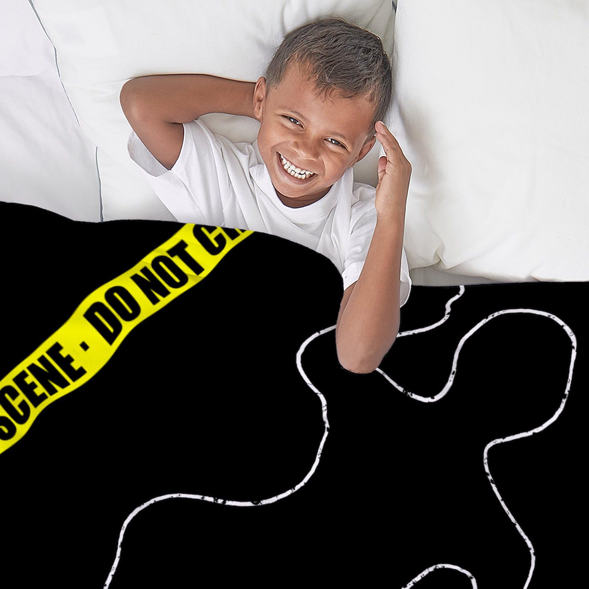 Funny Crime Scene Fleece Plush Throw Blanket 60x50 Inches - Super Soft Cozy Blanket for Sofa, Bed & Couch - Perfect Gift for Detectives & True Crime Fans