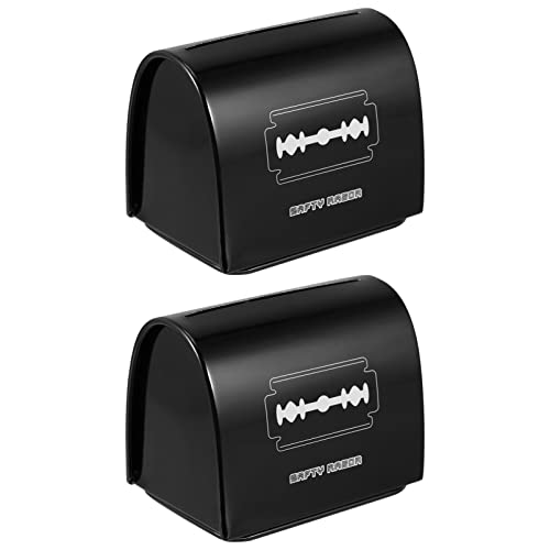 LALAFINA 2-Pack Razor Blade Dispenser & Disposal Case - Safe Storage for Used Razor Blades - Barber Shop & Home Shaving Accessories - Perfect for Salon, Bathroom, and Travel Use