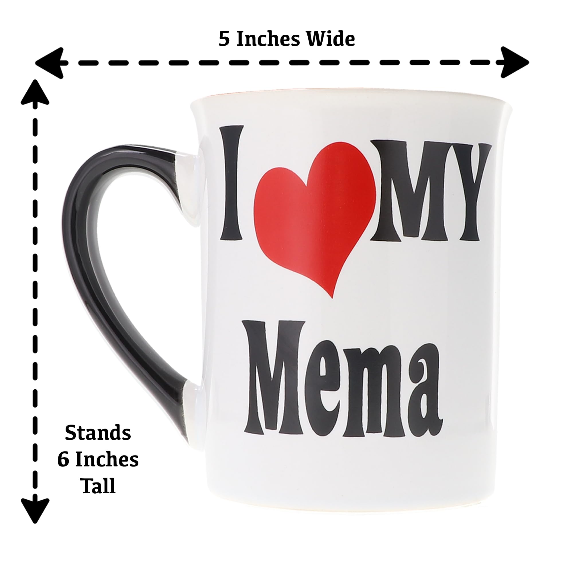 I Love My Mema Ceramic Coffee Mug - 16 oz Black & White Grandma Gift Mug with Box, Perfect Tea Cup for Nana, Cute Grandparent Gifts for Baby Showers, Birthdays & Mother's Day | Ideal for Coffee, Tea & Hot Chocolate at Home
