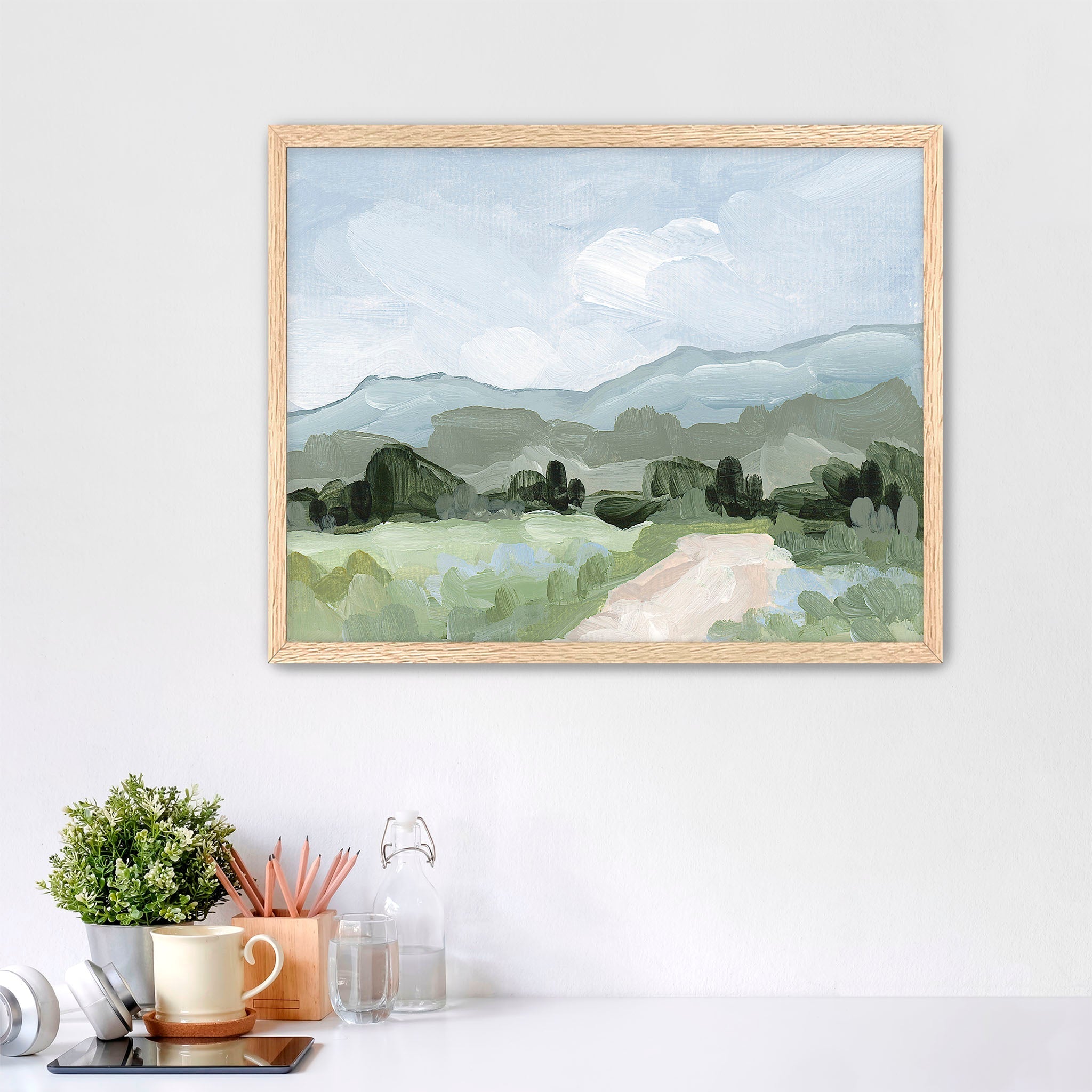 Blue Fields Art Print - Modern Wall Decor for Living Room, Bedroom & Office - High Quality Canvas Painting for Home & Office Decor