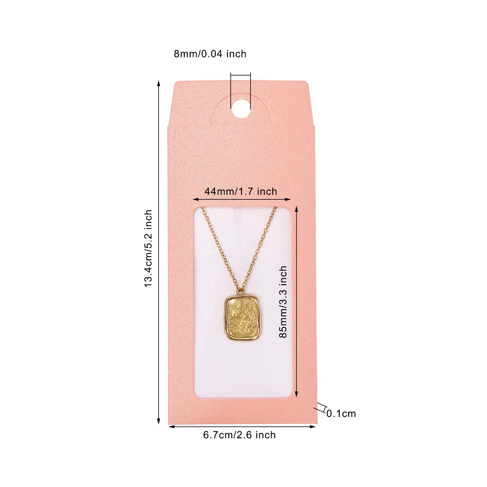 Stiesy 100 Pack Pink Cardboard Jewelry Gift Boxes with Necklace & Earring Display Cards - Perfect for Jewelry Packaging, Boutique Displays, Wedding Favors and Retail Presentation