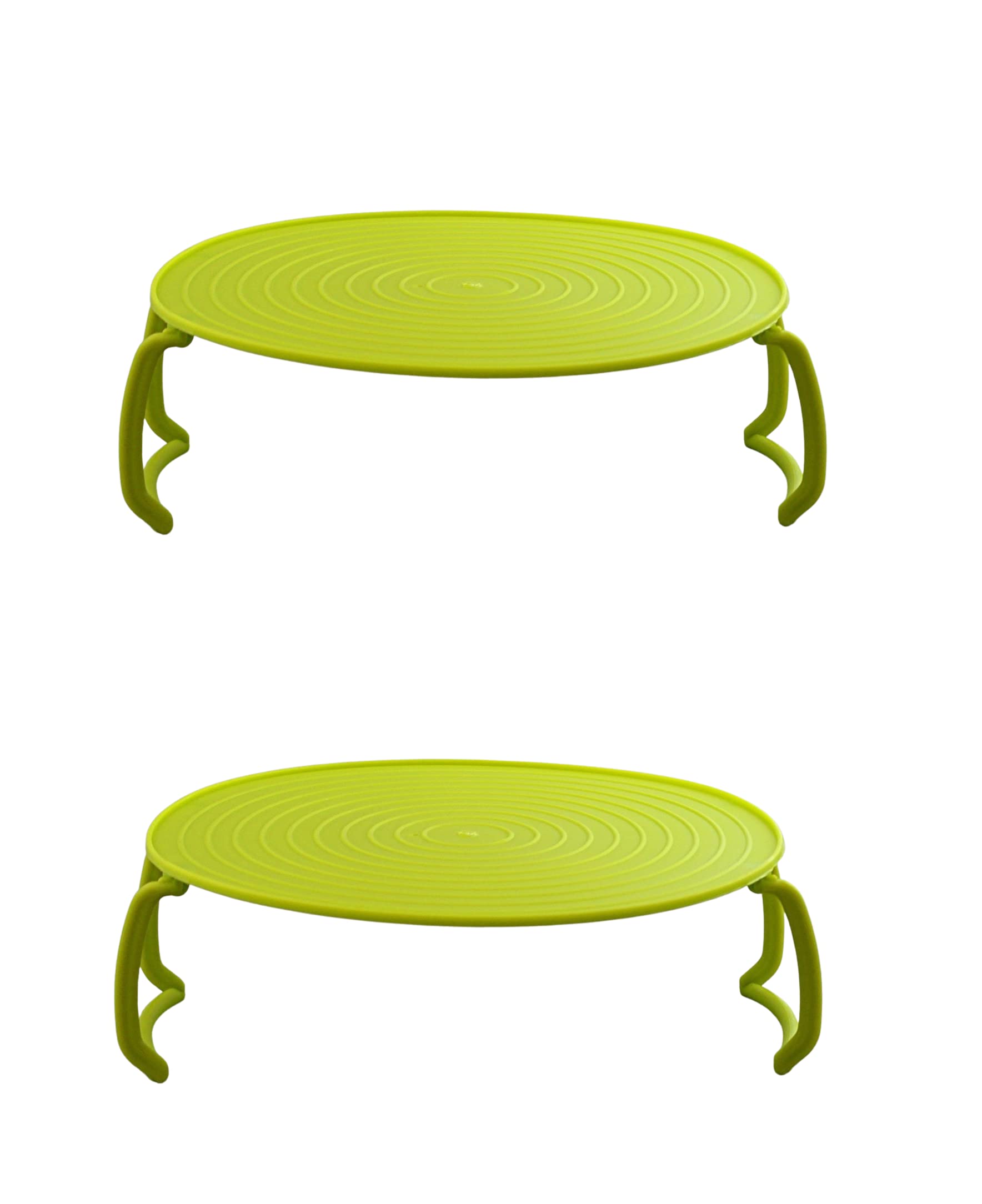 4-in-1 Microwave Tray Stand Rack with Splatter Guard - Stackable Carry Tray & Shelf Organizer (2 Pack, Green) - Perfect for Meal Prep, Reheating & Small Kitchen Storage