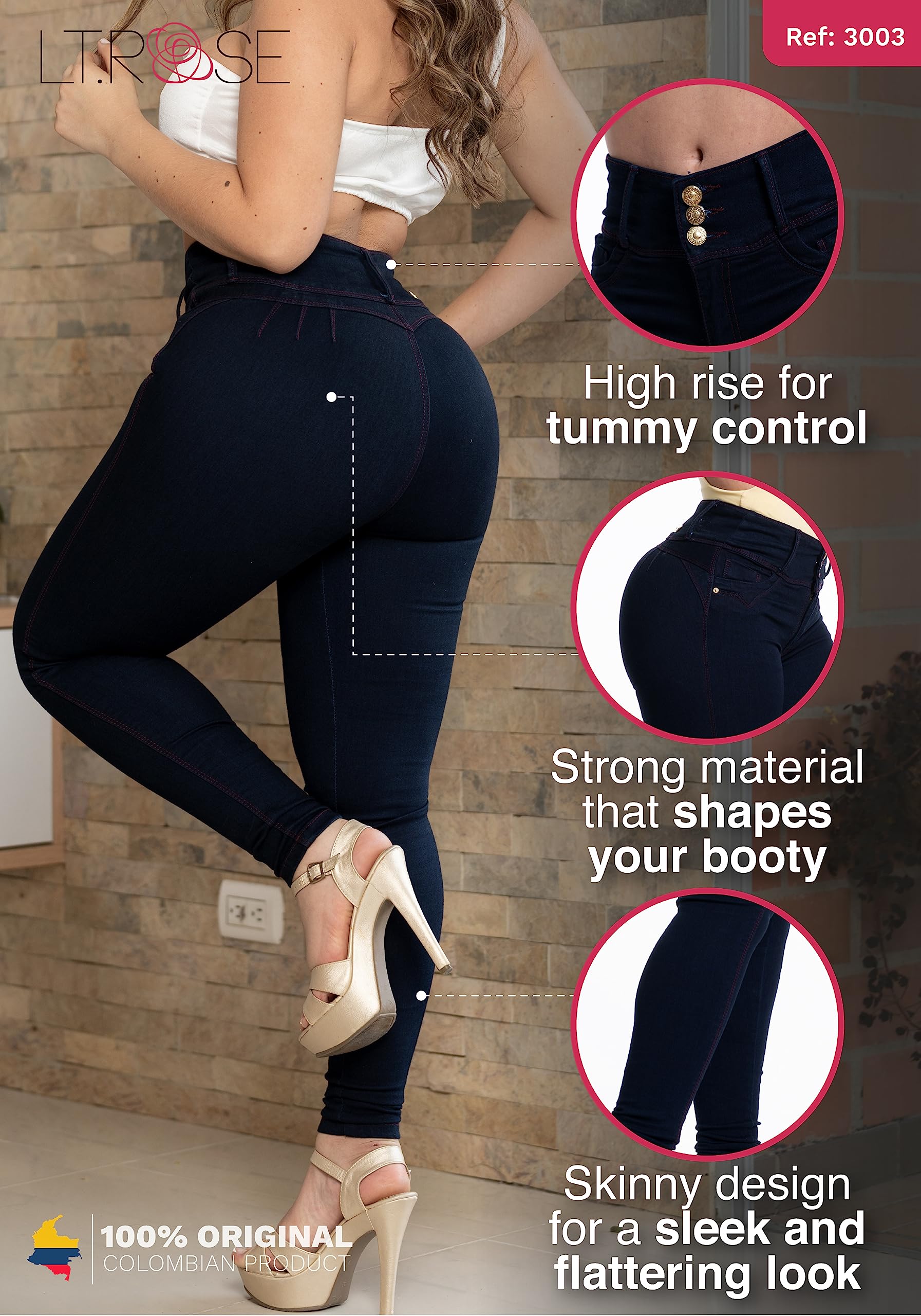 LT.ROSE Butt Lifting Jeans - High Waisted Colombian Jeans for Women | Night Out & Date Night