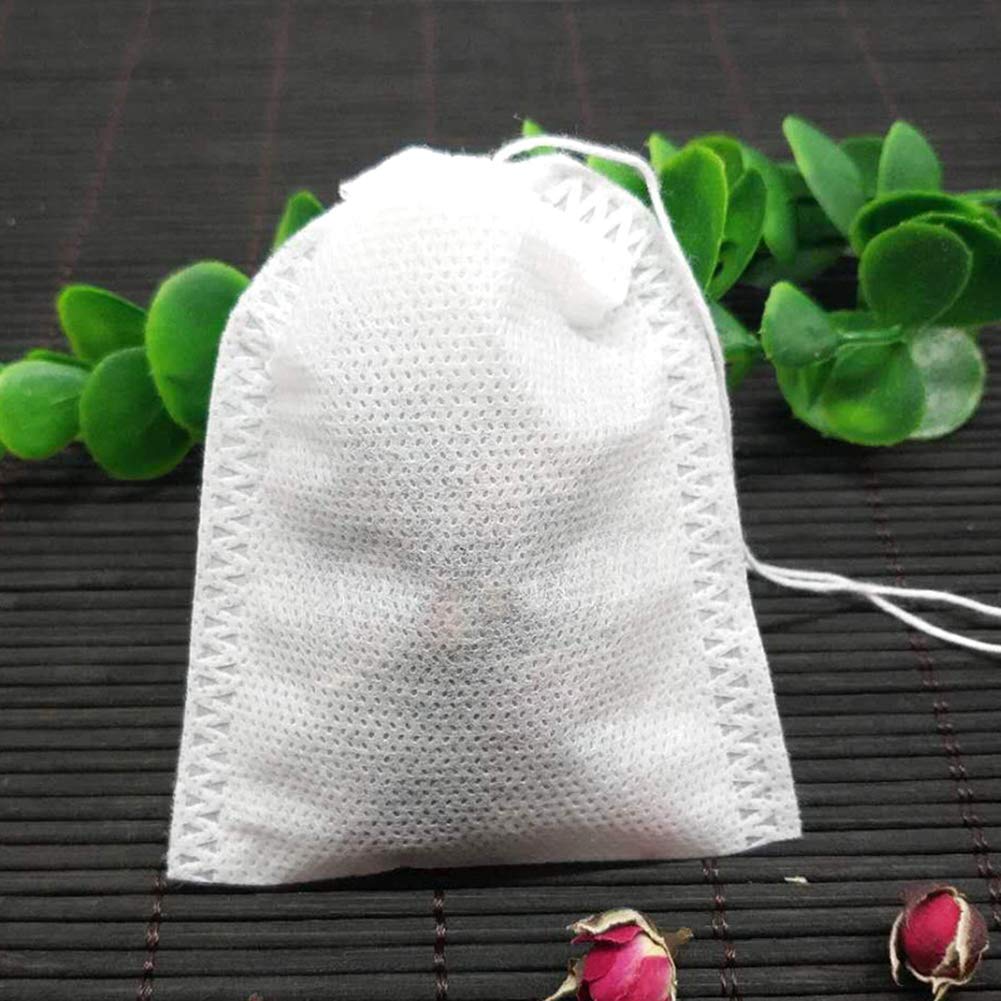 100Pcs Disposable Tea Filter Bags - 5cm Empty Cotton Drawstring Tea Bags for Loose Leaf Tea, Herbs & Spices | Perfect for Home Brewing, Iced Tea & DIY Tea Blends