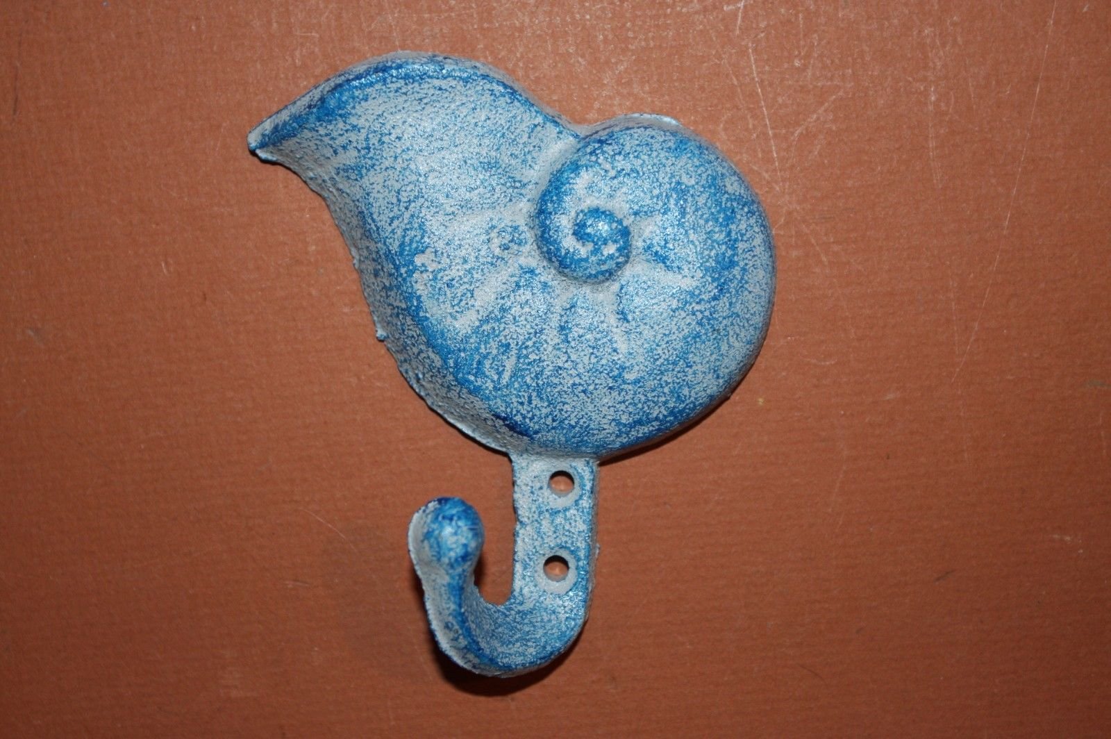Aqua Blue Seashell Wall Hooks Set of 4 - Decorative Bathroom Hooks for Towels, Robes & Beach Accessories - Perfect for Coastal Bathroom Decor & Beach House Style