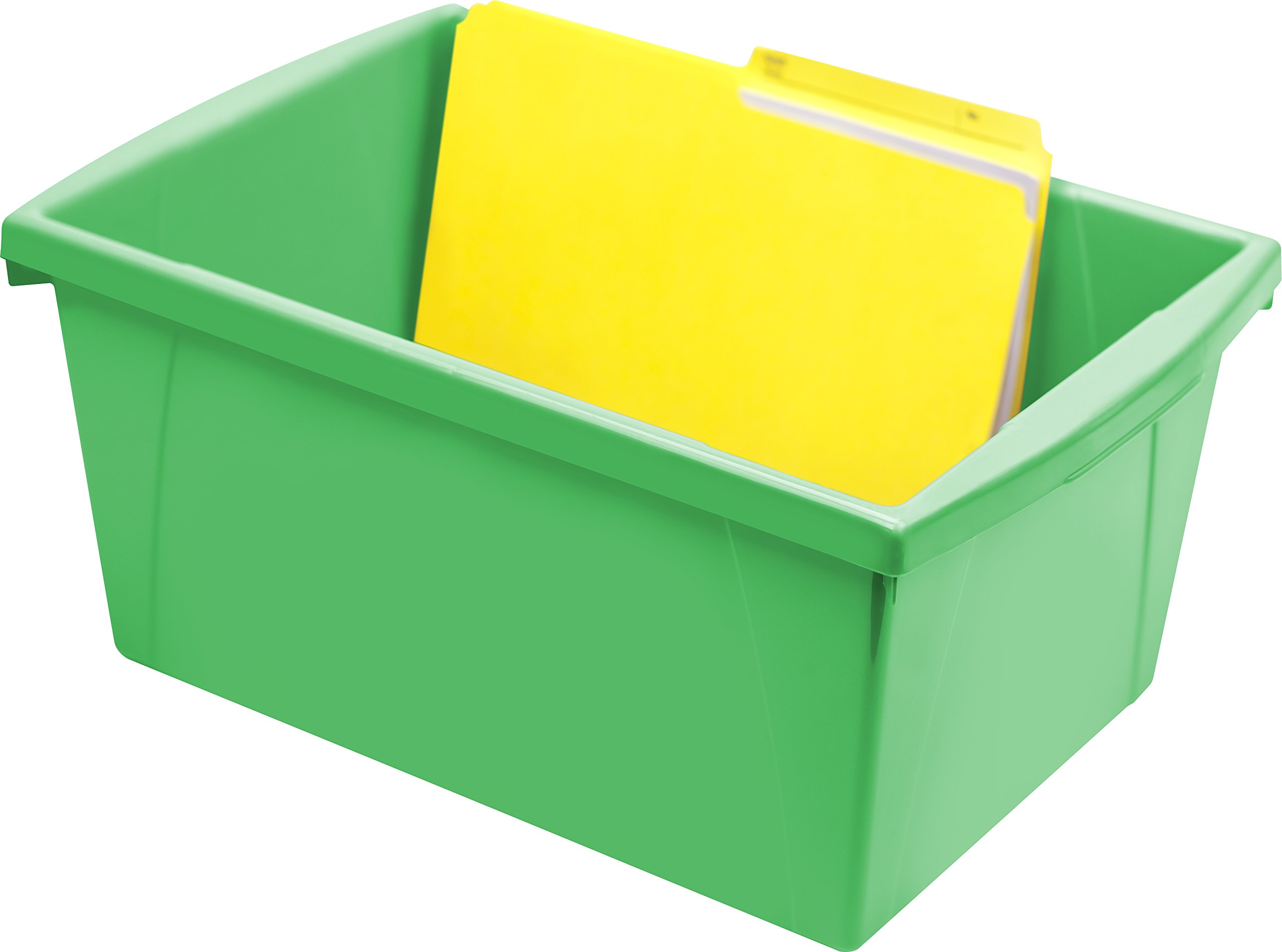 Storex 5.5 Gallon Plastic Storage Bins - 6-Pack Classroom Organization for Books, School Supplies & Toys | Durable Stackable Containers for Home, Office & Classroom Use (Green, 61485F06C)
