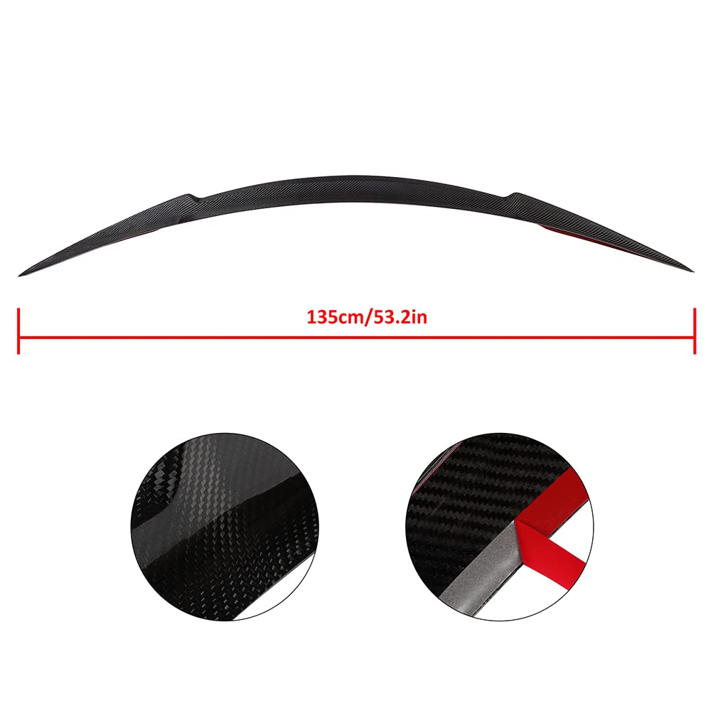 Carbon Fiber Rear Trunk Lip Spoiler for 2014-2020 Models - Glossy Black Boot Wing Tail Deck Spoiler | Enhance Style & Aerodynamics for Sedans & Coupes