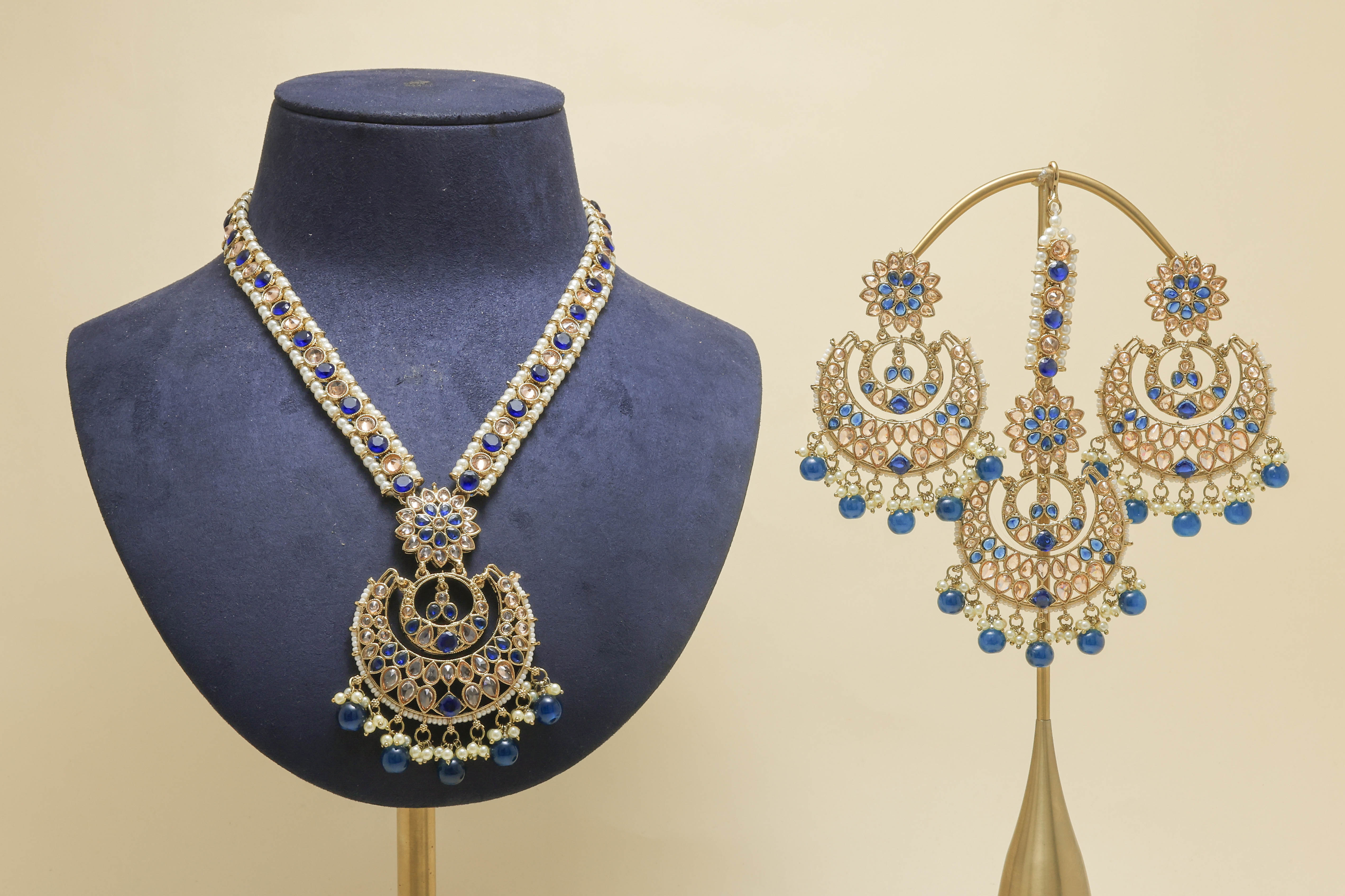 GEHNA POLKI MALA Full Set Jewelry - Traditional Indian Bridal Necklace Set for Weddings & Festive Occasions