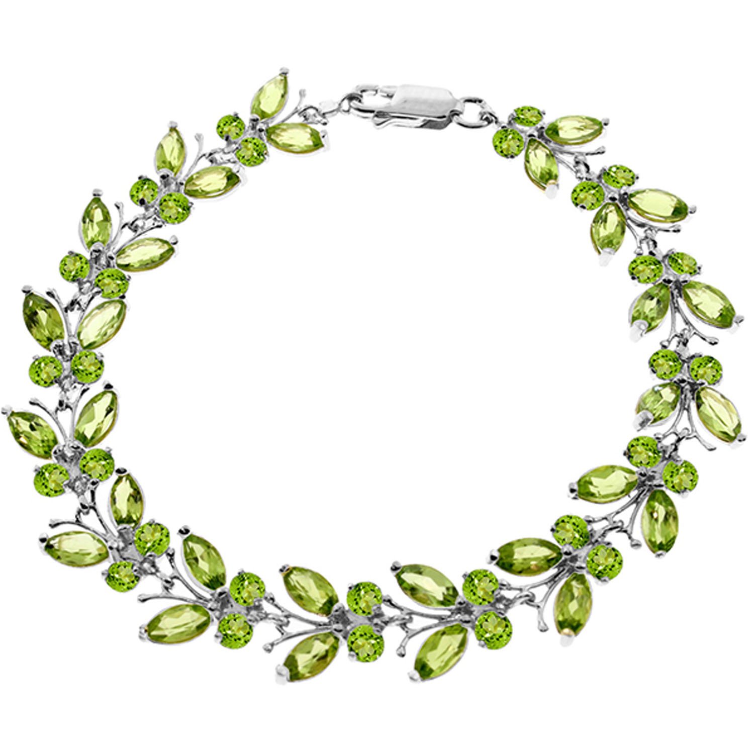 14K Solid White Gold Butterfly Bracelet with 16.5 CTW Peridot Gemstones - Elegant Jewelry for Women, Perfect for Weddings, Anniversaries & Special Occasions