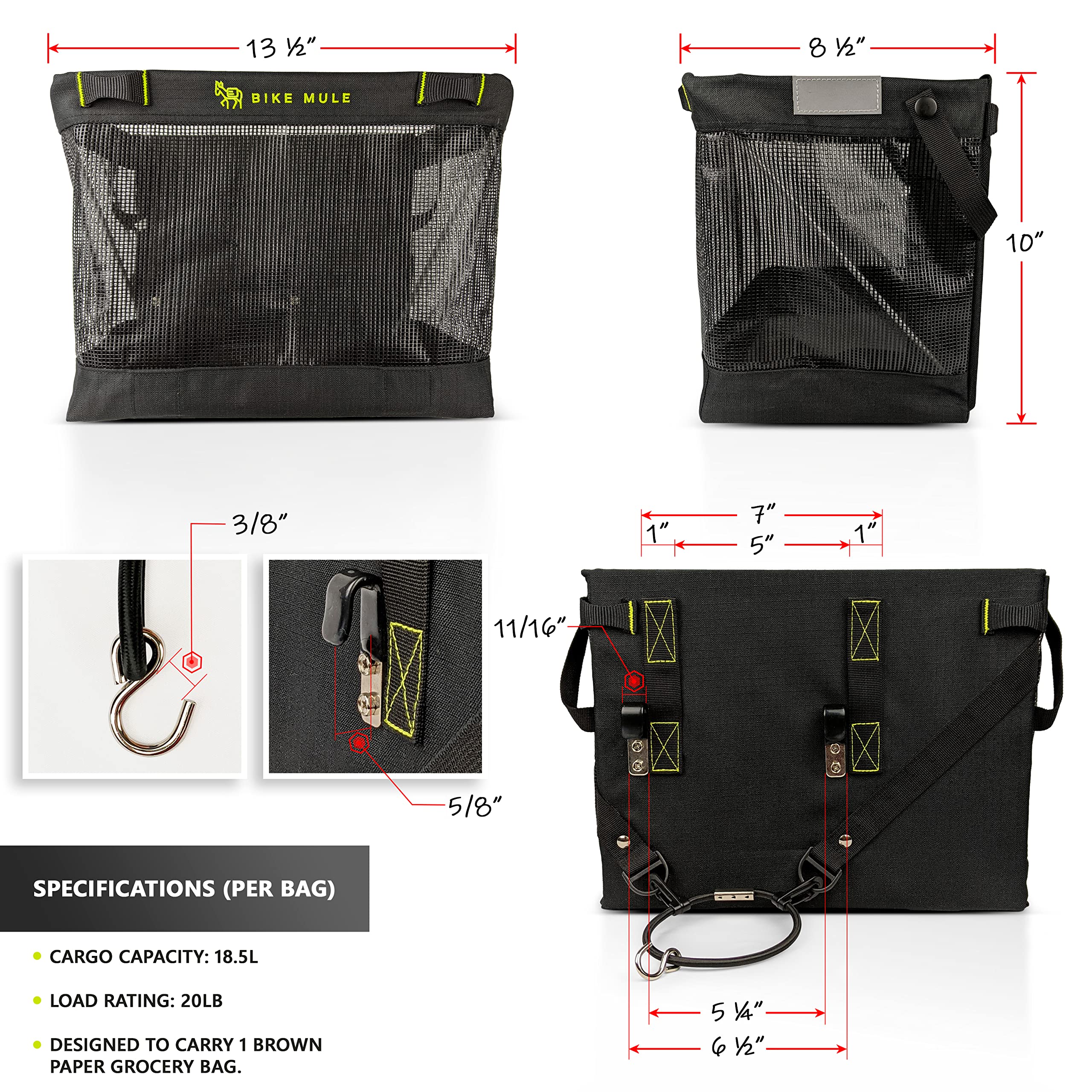 Premium Grocery Pannier Bags for Bicycles - Waterproof Shopping Basket Pair with Durable Mounting System - Ideal for Farmers Market Trips, Commuting & Eco-Friendly Grocery Hauling