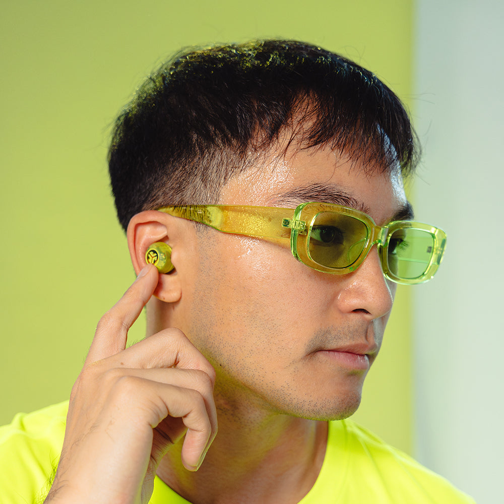 Go Pop ANC True Wireless Earbuds - Transparent Neon Green Bluetooth Headphones with Active Noise Cancelling | Perfect for Gym, Running & Travel