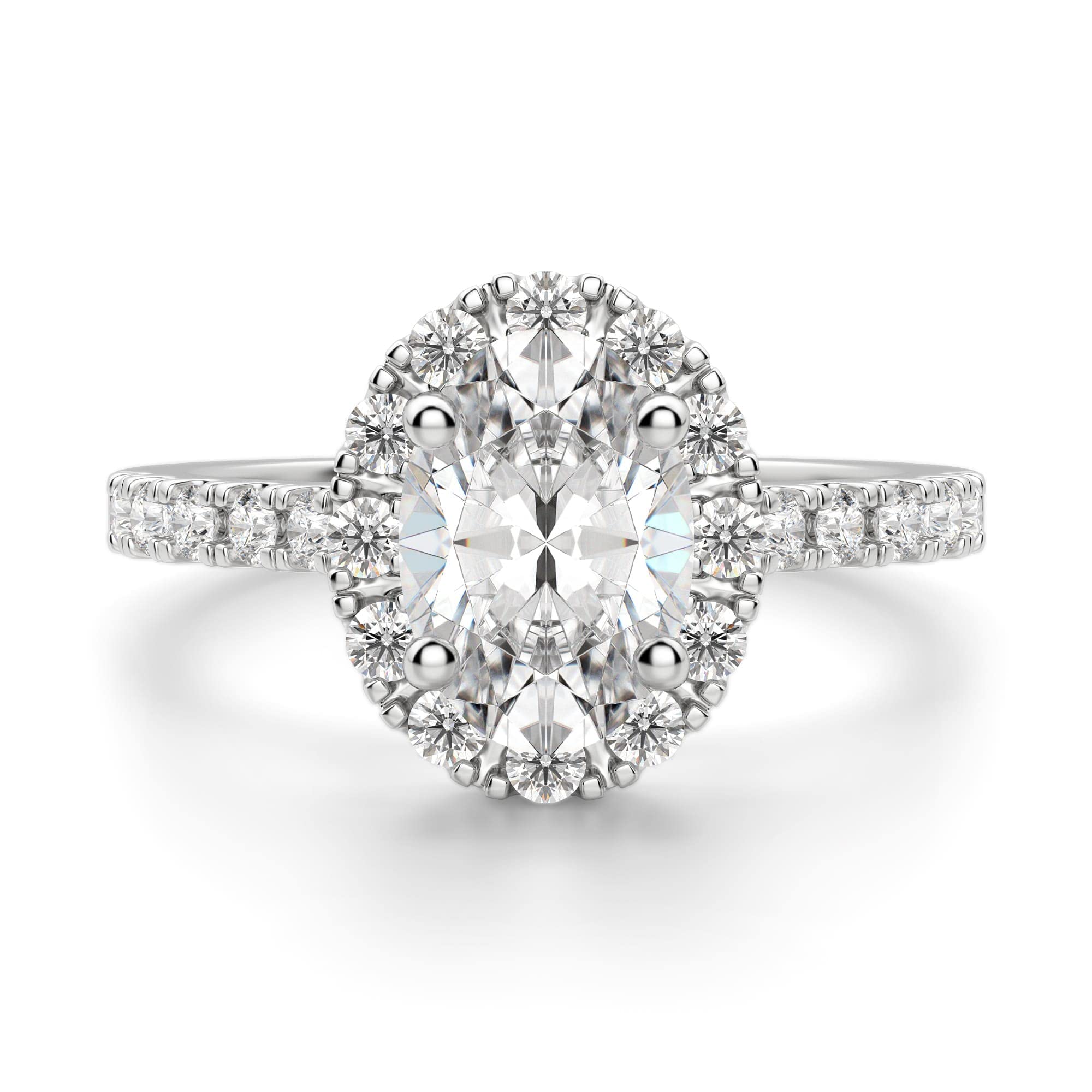 1.50CT Oval Cut Moissanite Diamond Engagement Ring in 14K Solid White Gold - Halo Art Deco Wedding Ring for Women, Brides, Anniversary & Birthday Gift - Perfect for Proposals, Weddings & Special Occasions