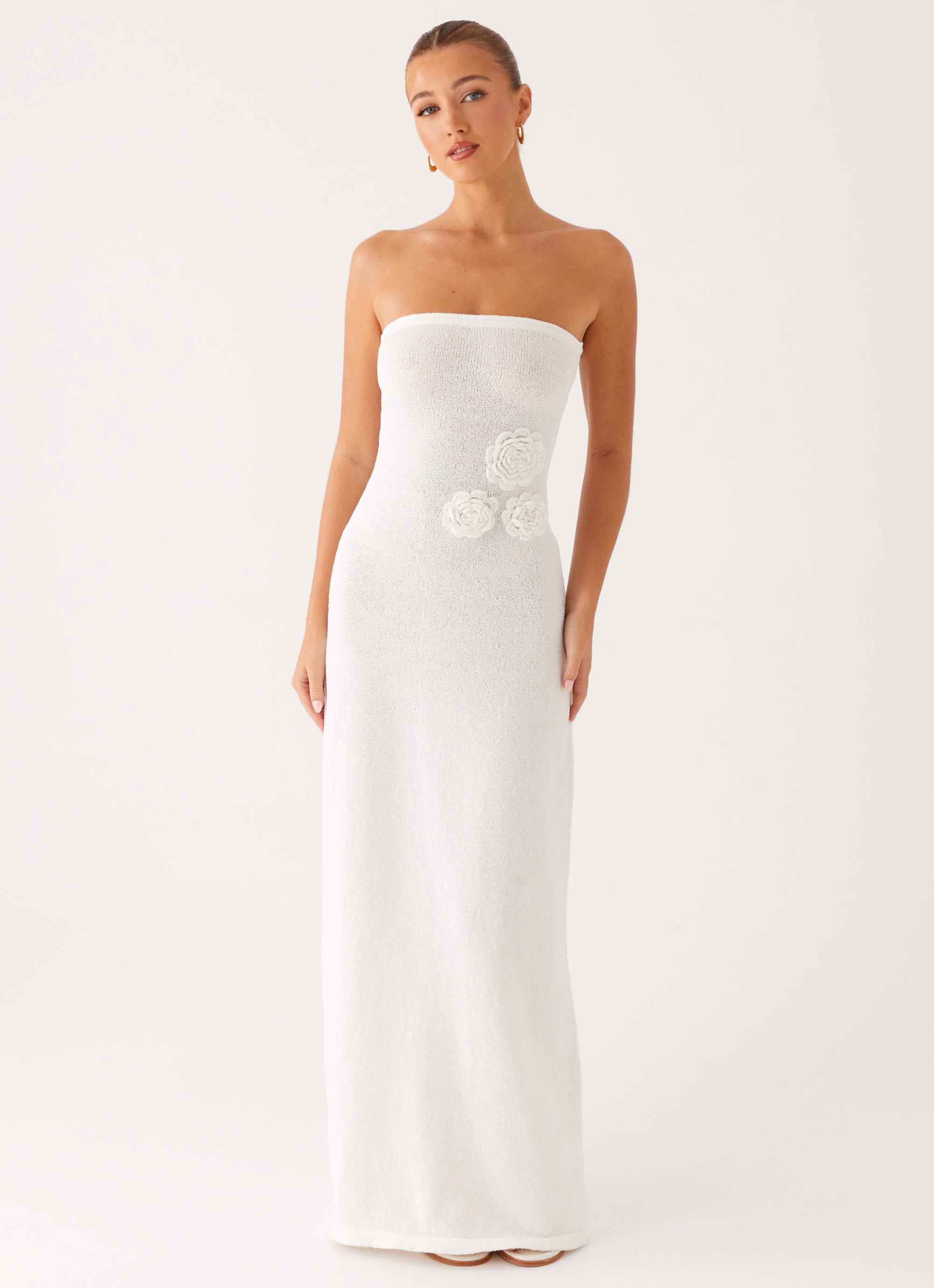 Arli Strapless Maxi Dress for Women - Elegant Ivory Long Formal Gown for Weddings, Parties & Special Occasions