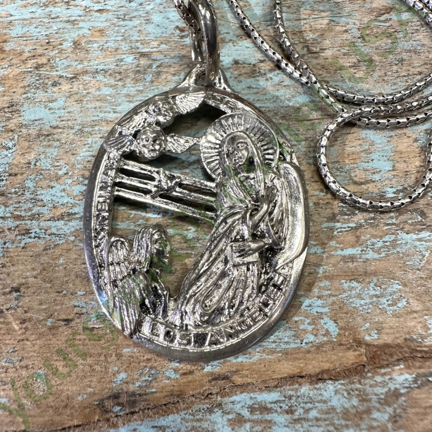 Vintage Large Sterling Silver Devotional Necklace - Religious Jewelry for Women - Perfect for Church, Weddings & Spiritual Occasions