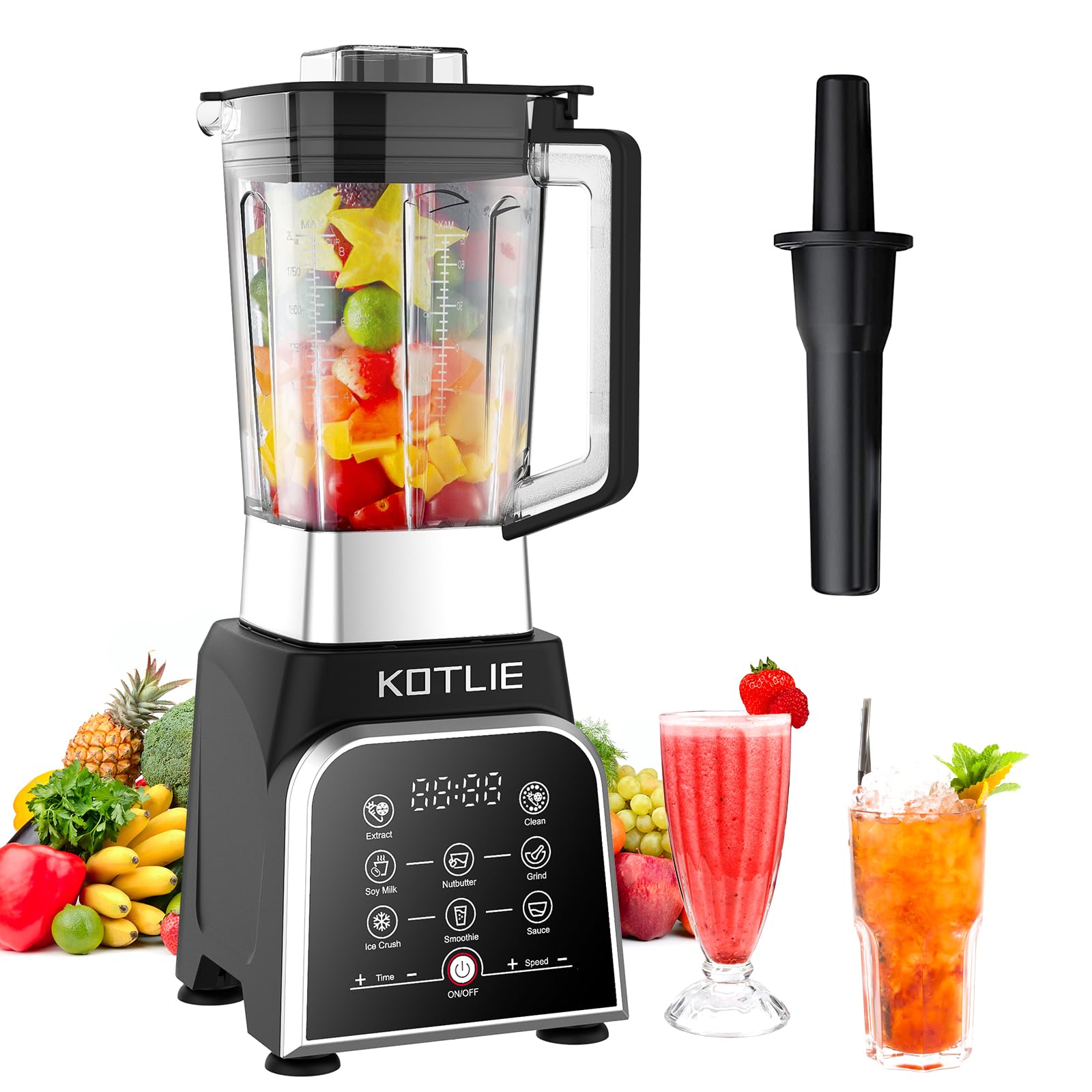 KOTLIE 2L Large Blender for Smoothies, Juices, Baby Food & Nut Butter - 8 Preset Programs, Self-Cleaning Function, BPA-Free (BS-0212) - Perfect for Healthy Smoothies, Homemade Nut Butters & Family Meal Prep