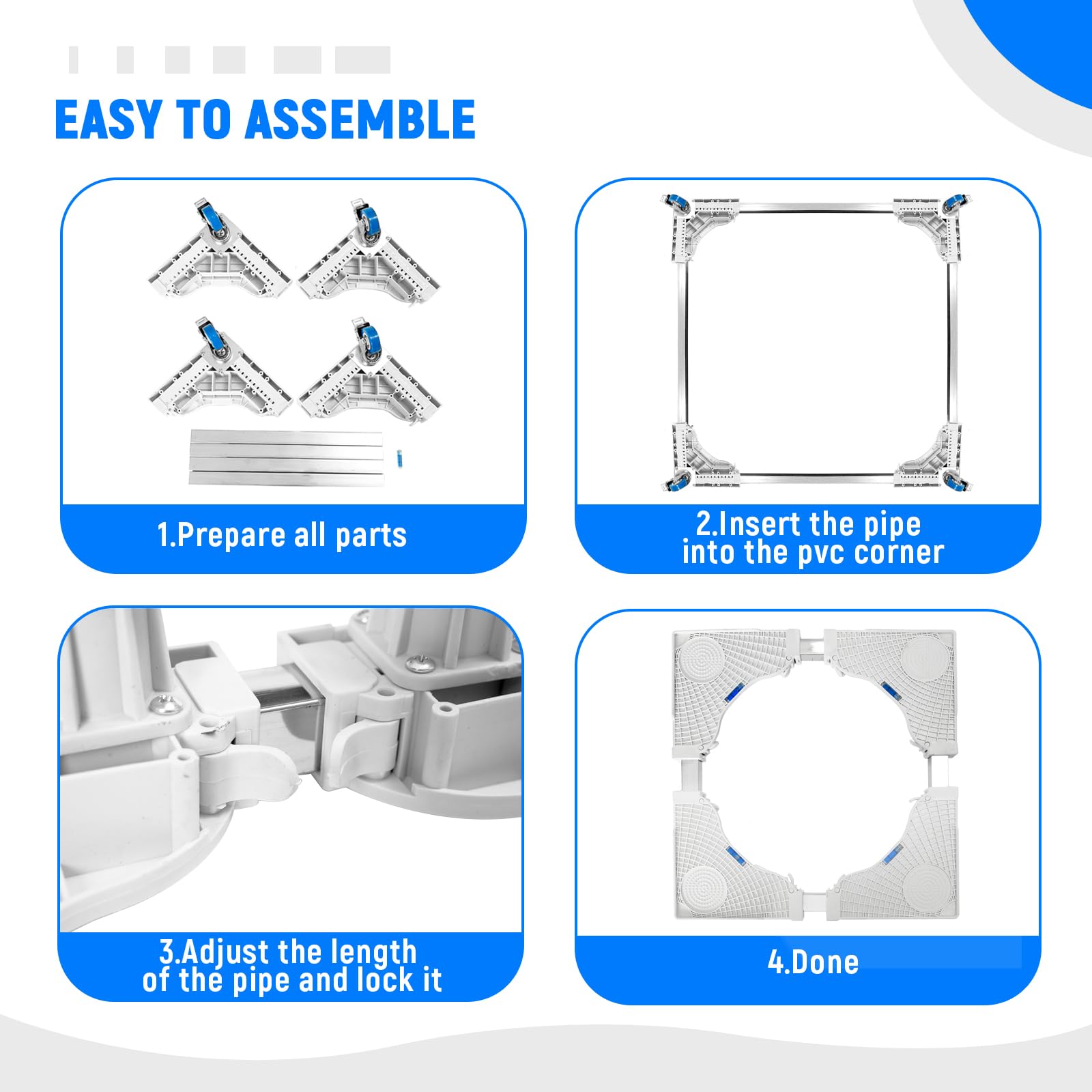 DUPDMKIN Adjustable Mini Fridge Stand with 4 Wheels & Brake - Portable Refrigerator Dolly for Washing Machine, Compact Freezer Mover - Perfect for Apartments, Dorms, Laundry Rooms & Small Spaces