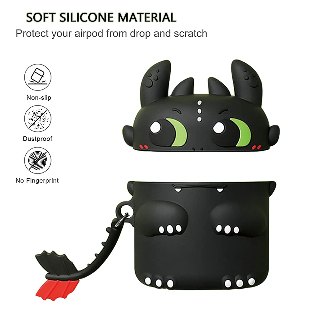 AIYAAIYA 3D Cartoon Cute Evil Night Design Silicone Protective Case for AirPods - Waterproof, Shockproof Cover with Keychain for AirPods Wireless Headset Charging Box | Perfect for Travel, Gym & Daily Use