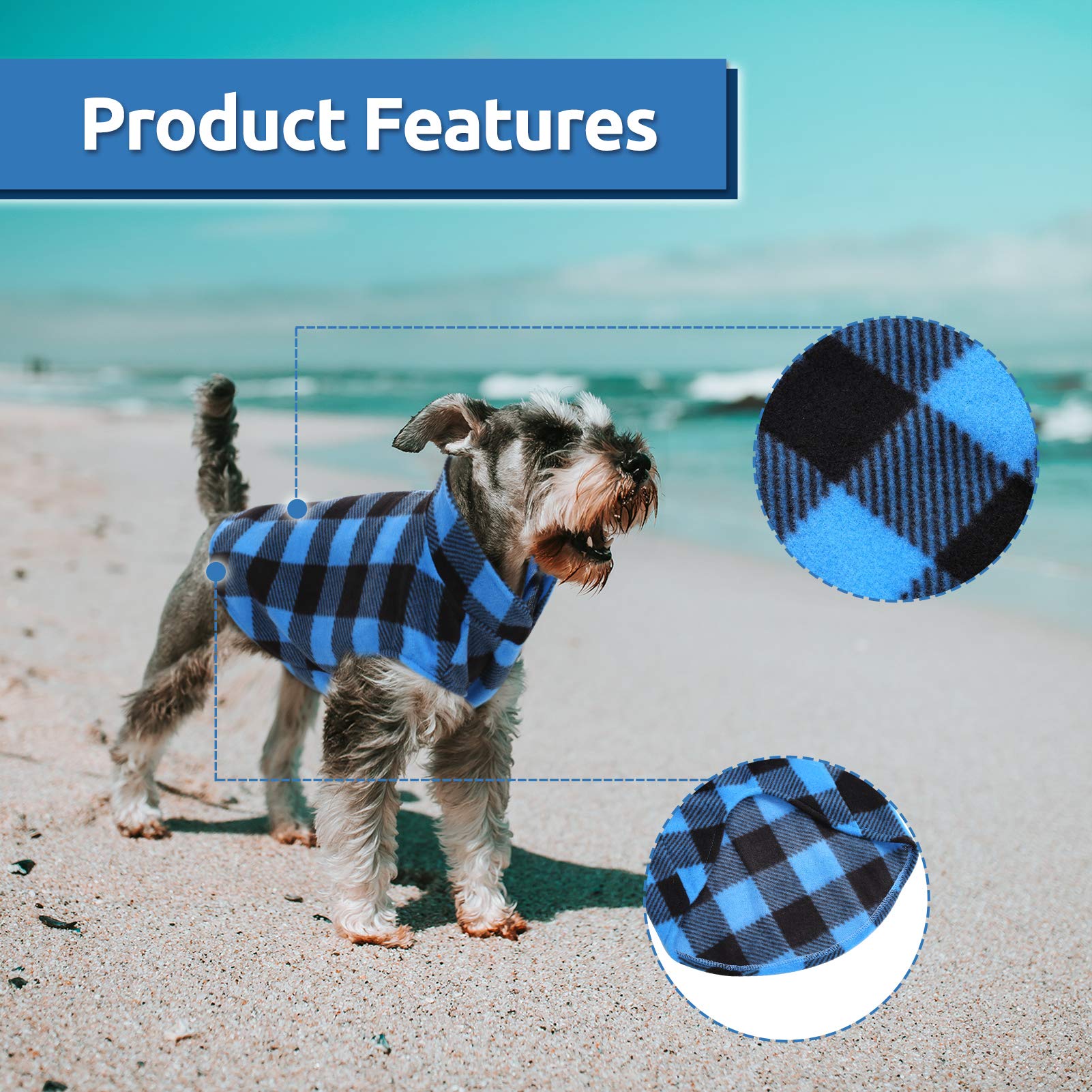 ASENKU Reversible Plaid Dog Shirt & Sweater Vest - Pet Apparel for Small, Medium & Large Dogs - Blue, Size M - Cozy Outfit for Walking, Travel & Outdoor Adventures