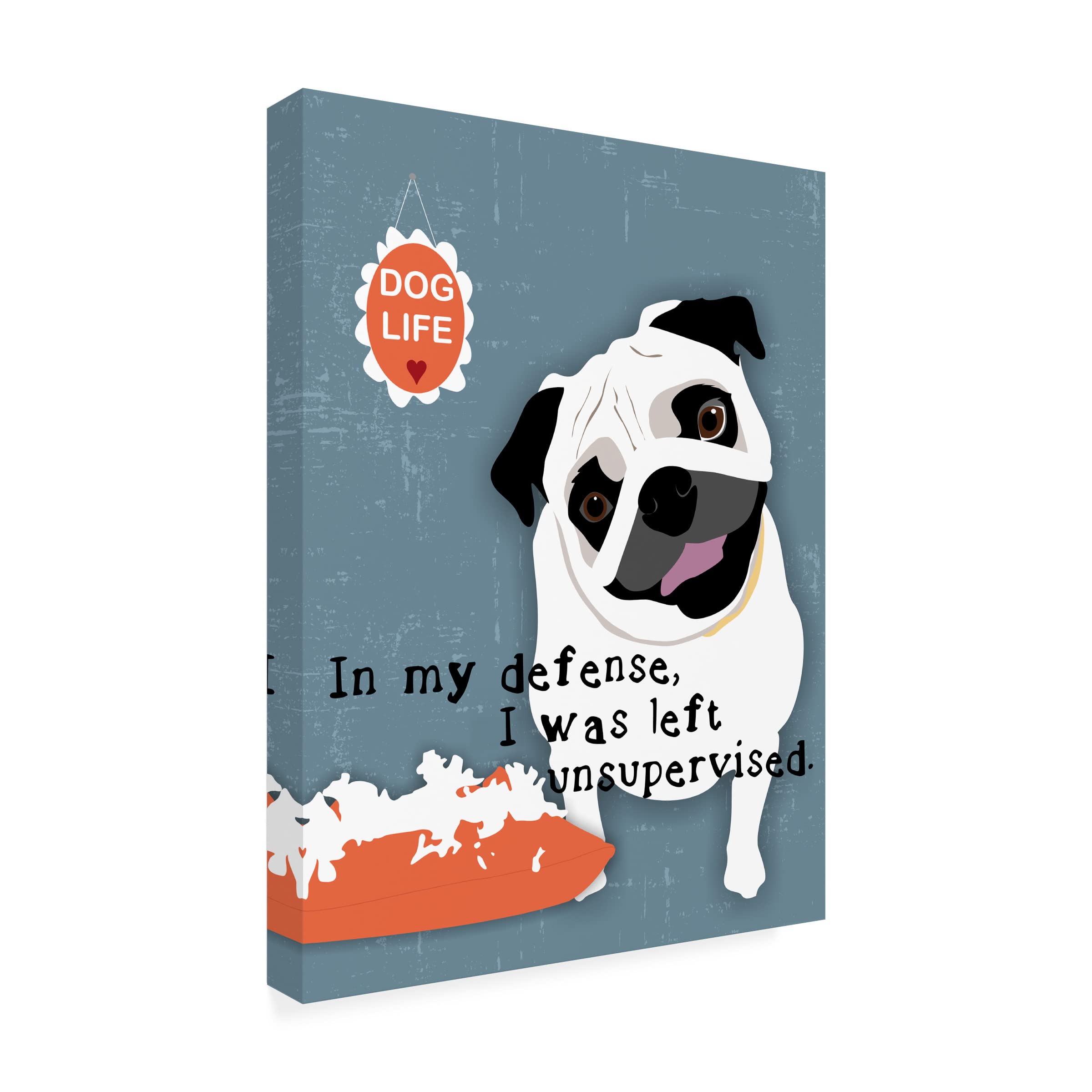 Trademark Fine Art 'Pug Dog Life' Canvas Print by Ginger Oliphant - Cute Pug Wall Decor for Living Room, Bedroom & Office