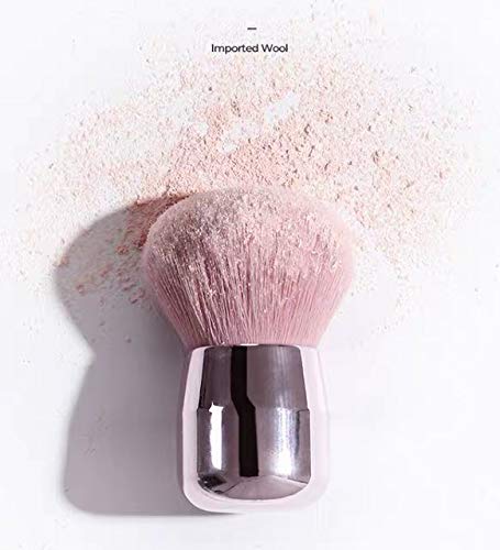 Portable Kabuki Brush - Dome-Shaped Powder Brush for Face, Blush & Nail Art | Soft Bristle Dust Remover & Cleaner Brush (Pink) | Perfect for Makeup Application & Cosmetic Cleaning