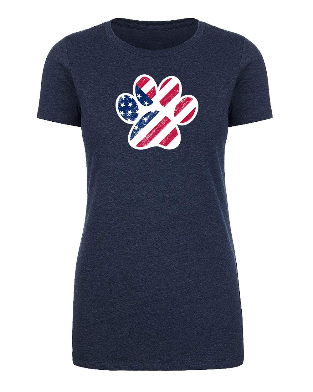 Patriotic American Flag Dog Paw Graphic T-Shirt for Women - 4th of July Independence Day Tee - Perfect for BBQ Parties, Festivals & Summer Outfits