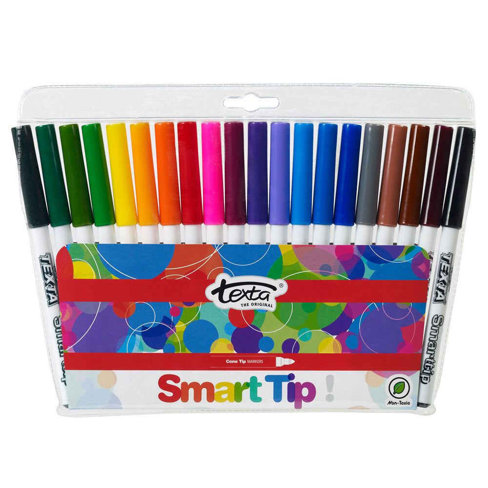 20-Piece Texta The Original Smart Cone Tip Markers - Premium Art Supplies for Sketching, Doodling & Calligraphy - Perfect for Artists, Students & Office Use
