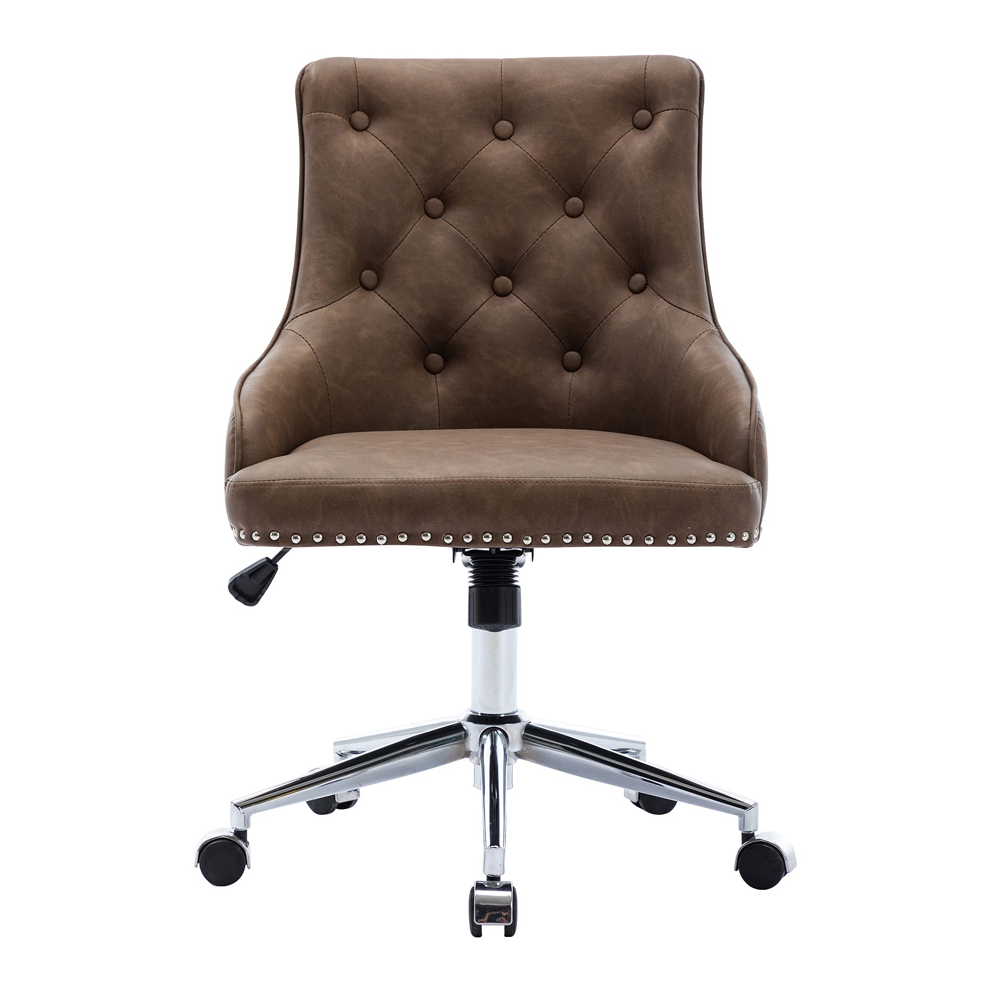 Homvent Velvet High Back Office Chair with Wheels & Metal Base - Ergonomic Desk Chair for Home Office, Study, Makeup Vanity, Living Room & Bedroom (Brown) - Perfect for Remote Work, Gaming & Relaxation