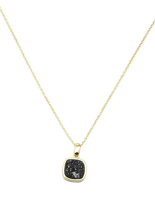 Christy Square Druzy Necklace in Gold - Elegant Women's Jewelry for Everyday Wear & Special Occasions
