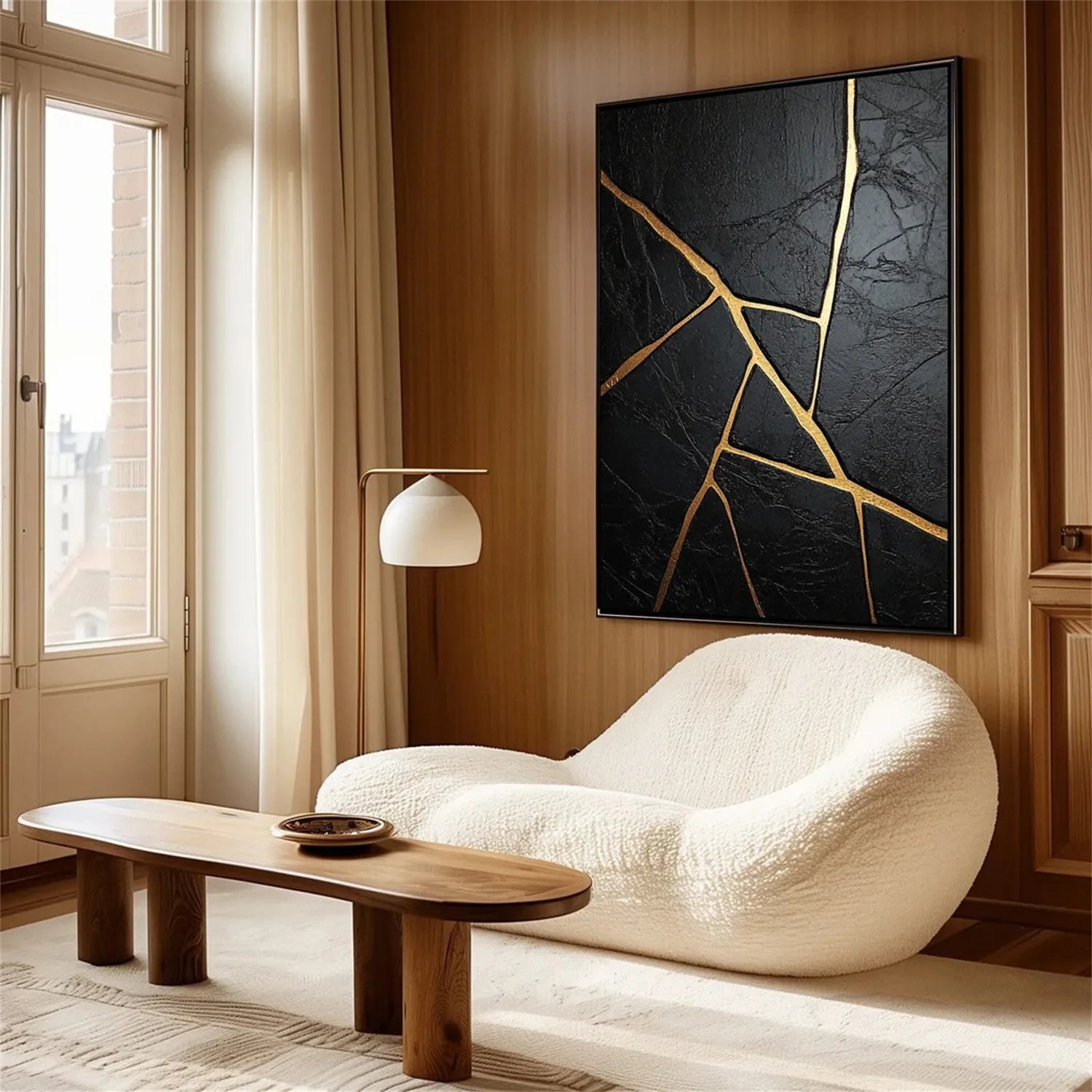 Black Gold Minimalist Textured Abstract Wall Art Painting - Modern Home Decor for Living Room, Bedroom & Office #MZ136