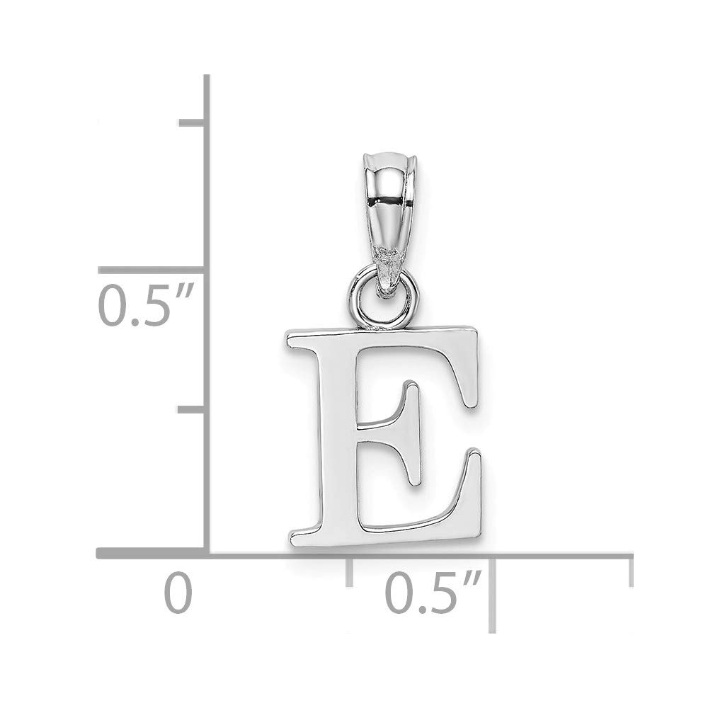 14K White Gold Initial Letter E Block Charm Pendant - Personalized Alphabet Jewelry for Necklace, Bracelet & Gift Giving