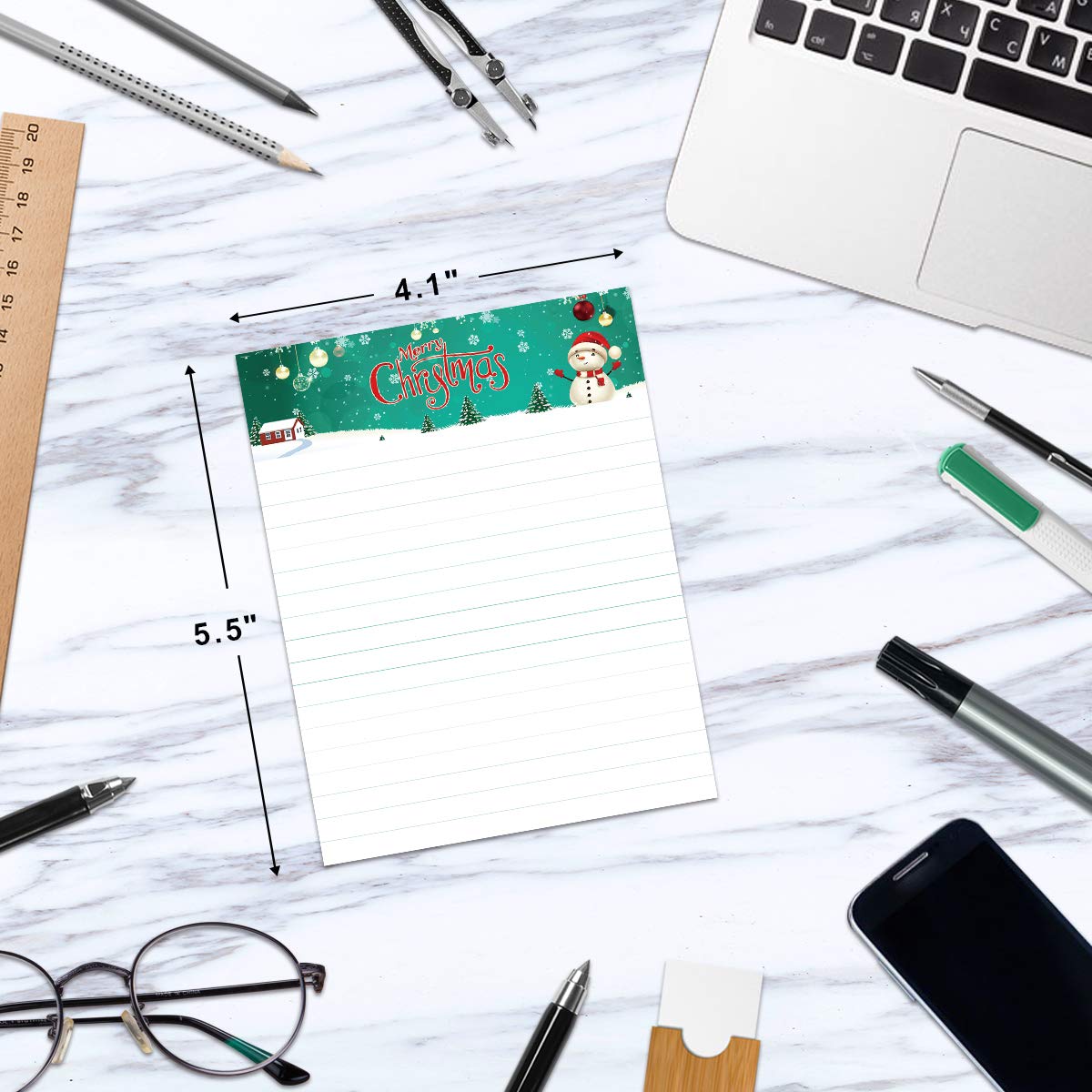 Festive Christmas Notepads - 50-Pack Holiday Writing Pads for Home, School & Office - Cute Xmas Stationery for Gift Lists, Shopping Notes & Holiday Planning