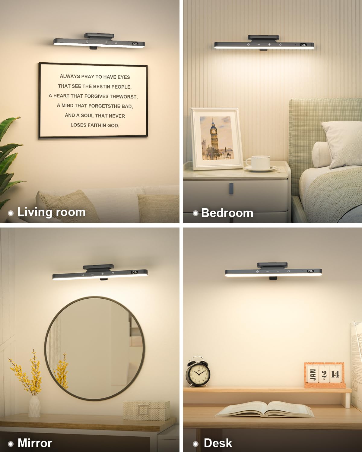 WILLED 3W Rechargeable Battery Operated Wireless Picture Light for Wall Art - Dimmable LED Art Lighting with Remote & Timer, Magnetic Gallery Light for Paintings, Photos & Home Decor (Black) - Perfect for Living Rooms, Bedrooms & Art Galleries