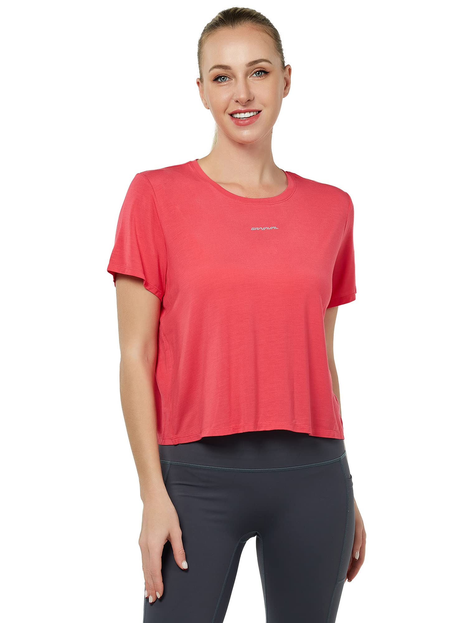 Women's Cropped T-Shirts - Short Sleeve Crew Neck Athletic Tee for Workout, Gym & Yoga | Casual & Sports Wear for Women