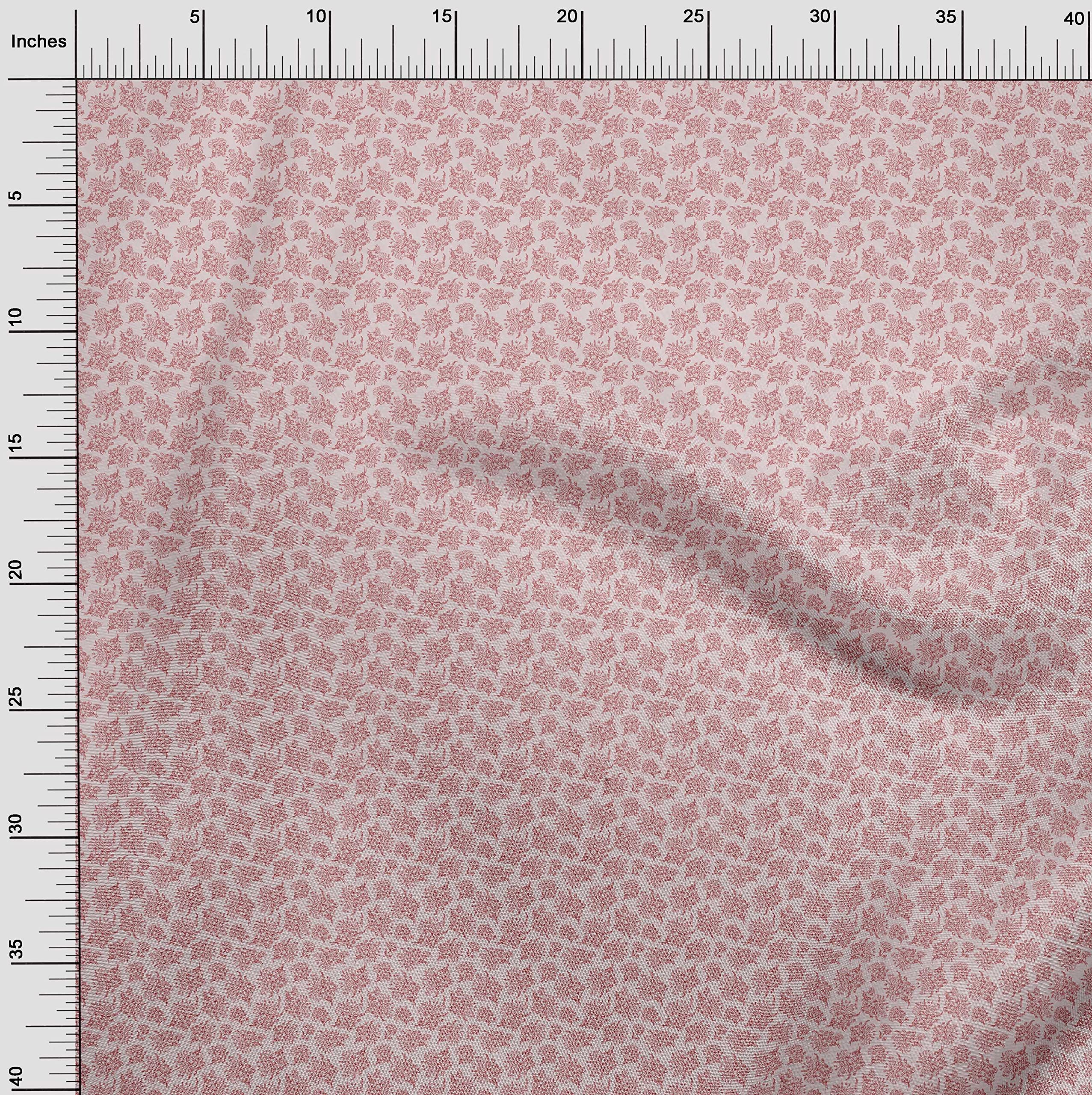 Premium 100% Cotton Poplin Twill Fabric - Dusty Pink Toile Print Dress Material (56