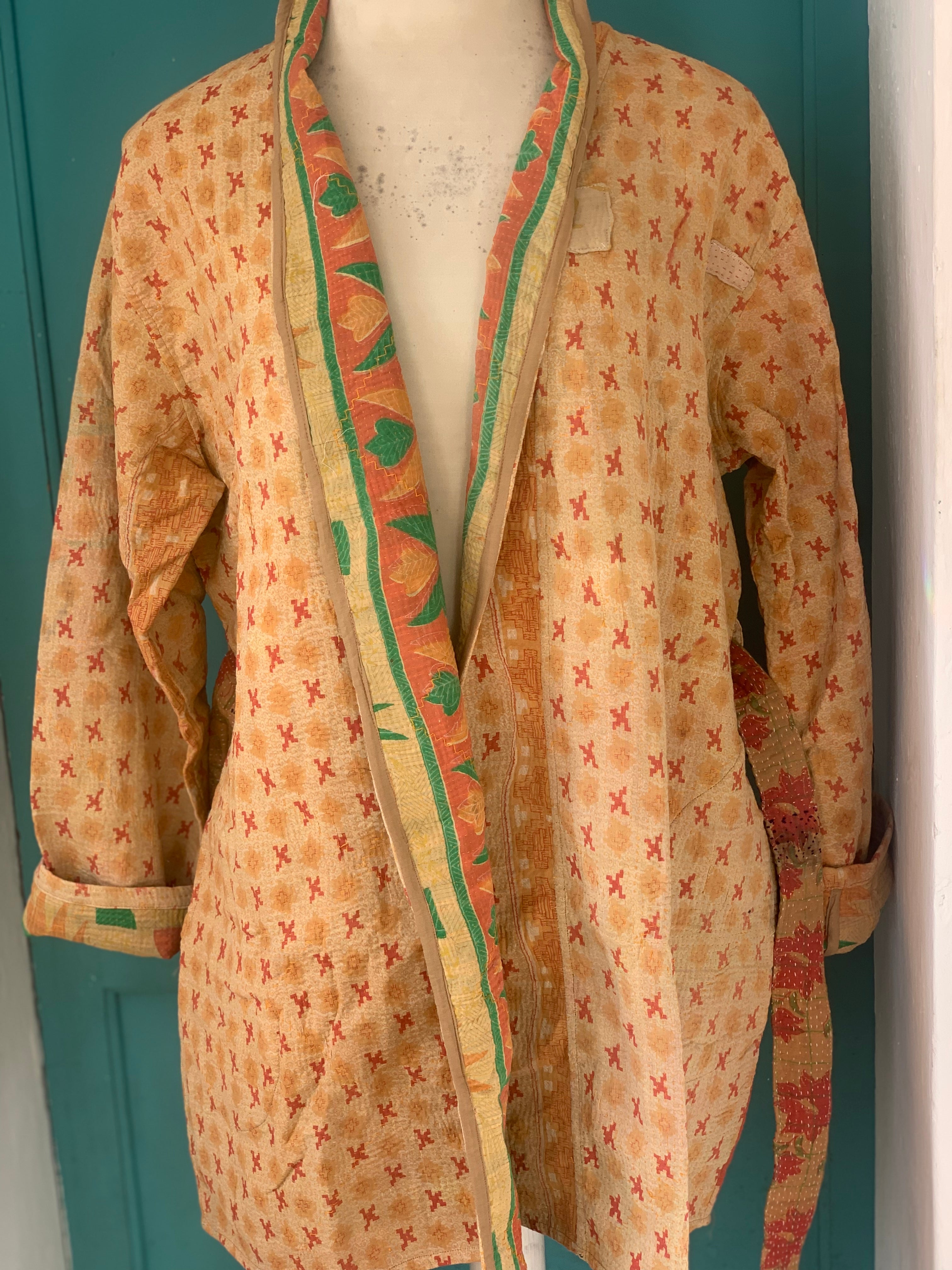 Vintage Kantha Indian Embroidered Jacket - Brown Boho Chic Outerwear for Women | Perfect for Festivals, Travel & Boho Fashion Outfits