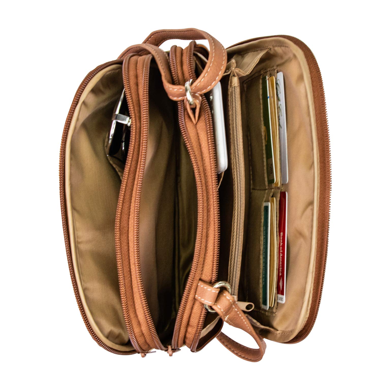 MultiSac Zippy Triple Compartment Crossbody Bag for Women - Waterproof Travel Purse with RFID Protection - Perfect for Shopping, Work & Travel Accessories