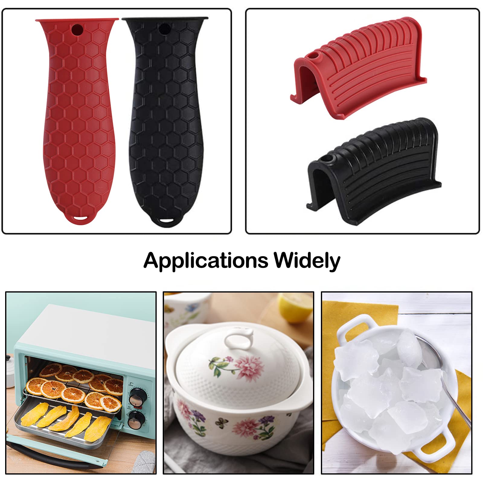3 Pack Heat Resistant Silicone Handle Covers for Pots & Pans - Non-Slip Oven Mitts for Frying Pans, Casserole Dishes, Baking Sheets & Cookware (Black) - Perfect for Cooking, Baking & Kitchen Safety