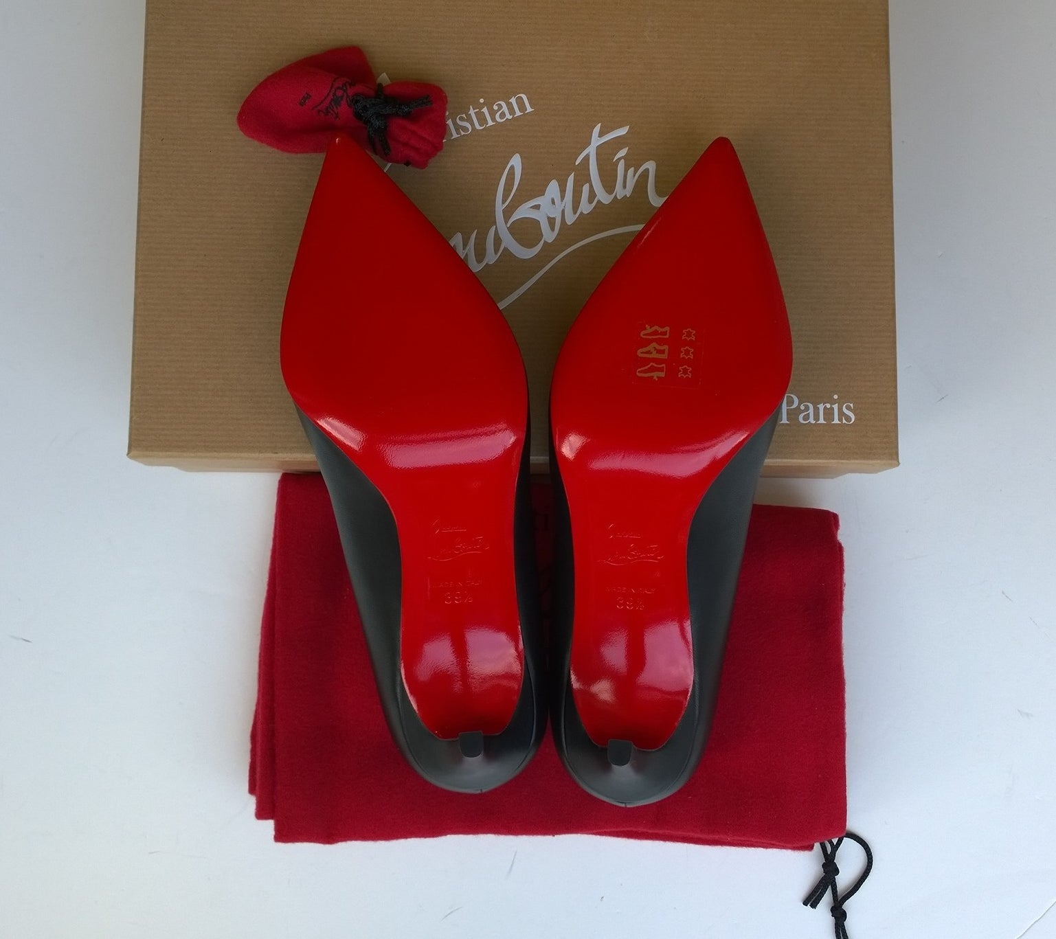 Christian Louboutin Pigalle 85 Black Leather High Heels - Women's Luxury Dress Pumps for Parties & Weddings - New in Box with Authenticity Card