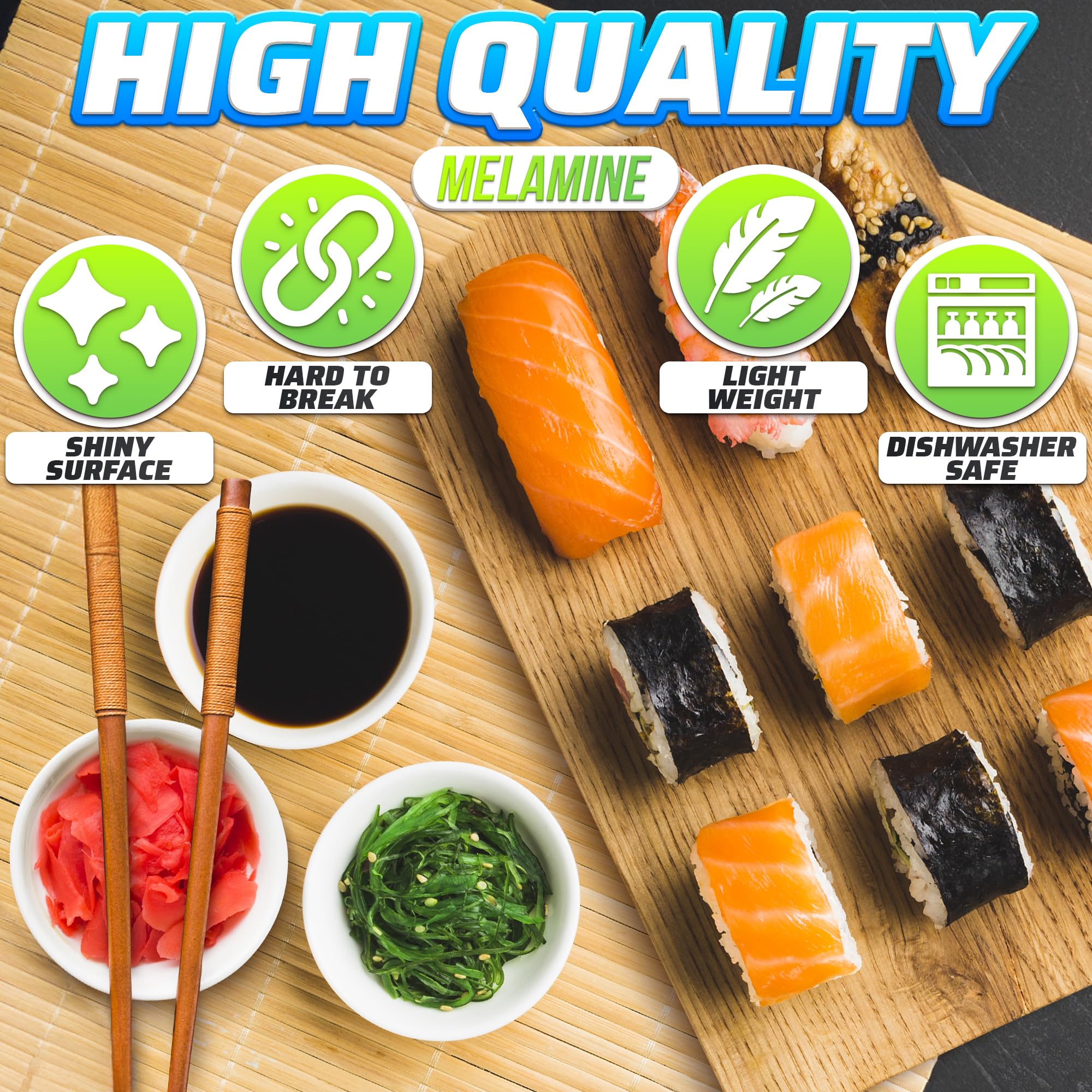 10-Piece Melamine Sushi Soy Sauce Bowls - 3.62 Inch Small Dipping Dishes for Soy Sauce, Olive Oil & Bread - Durable Plastic Condiment Cups - Perfect for Sushi Restaurants, Home Dining & Party Appetizers